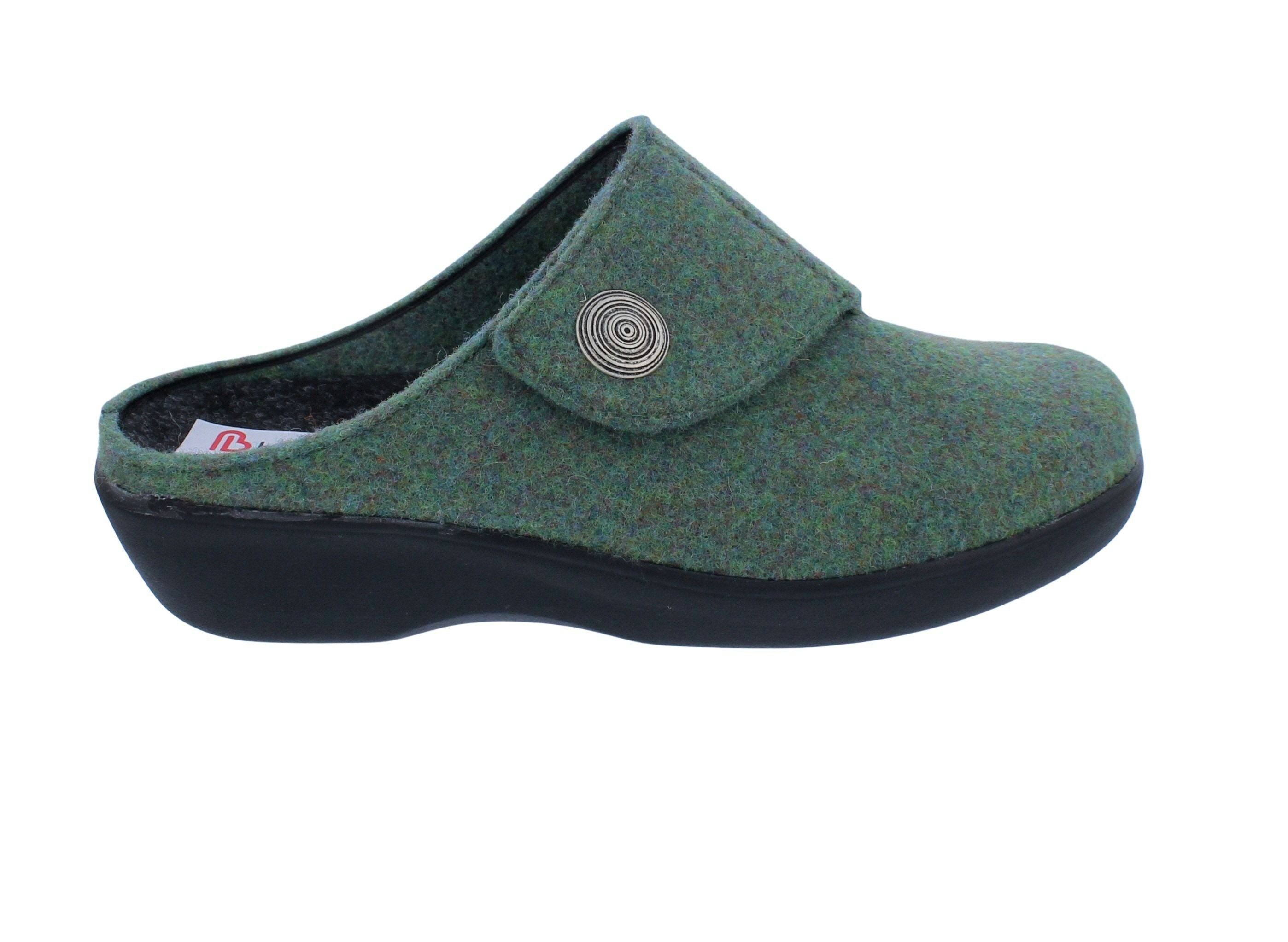 BERKEMANN Berkemann Hausschuh Teresa 5061-782, Filz, Grün, Klettverschluss, Fußb Pantoffel