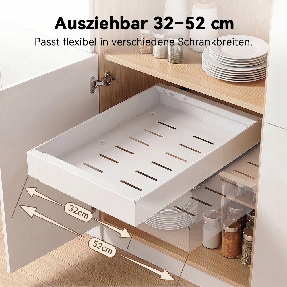VIVREAL Küchenorganizer-Set Teleskopschublade küche, Besteckkasten für schubladen, ohne Bohren, (1-tlg), Flexibel 32–52 cm, bis 15 kg belastbar, für Küche Speis – Bild 2 von 5