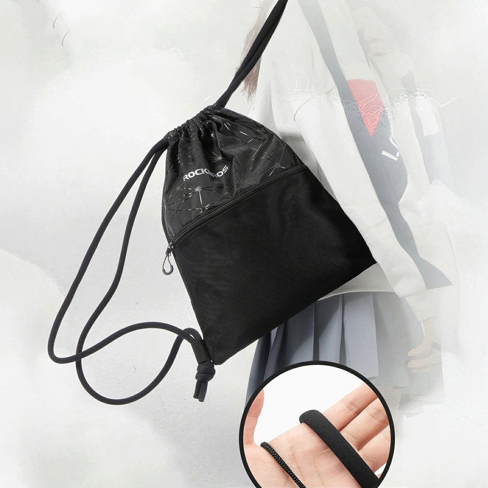 ROCKBROS Turnbeutel Sportbeutel Sportrucksack Kordelzugbeutel (Spar-Set, 1-tlg., 49 x 41 cm leicht), Kordelzug, Reißverschlusstasche, belüfteter Rücken