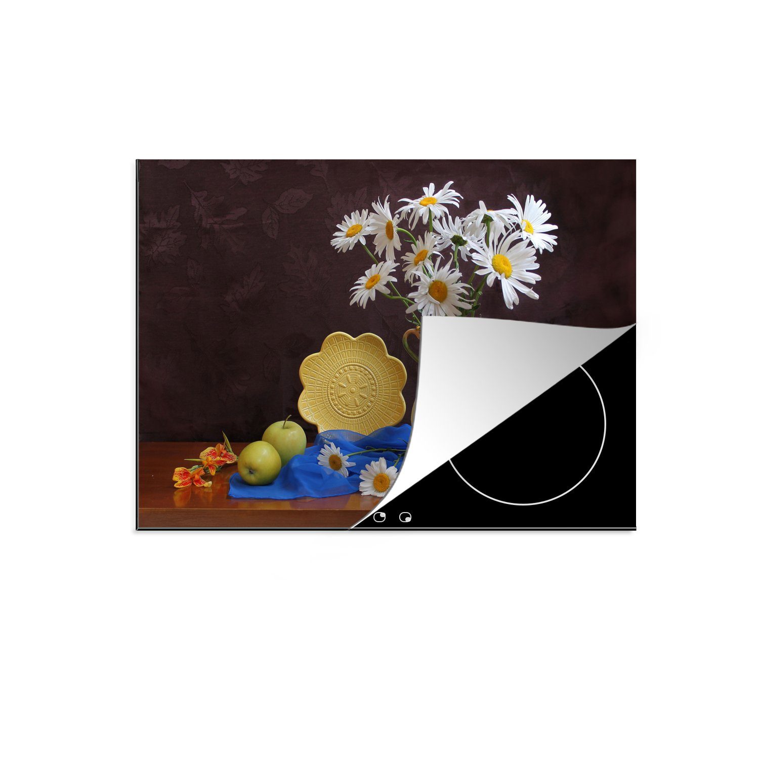 (1 Ceranfeldabdeckung - Induktionskochfeld für cm, Blumen, MuchoWow Schutz Stillleben - Herdblende-/Abdeckplatte 71x52 Vinyl, Gänseblümchen die tlg), küche,