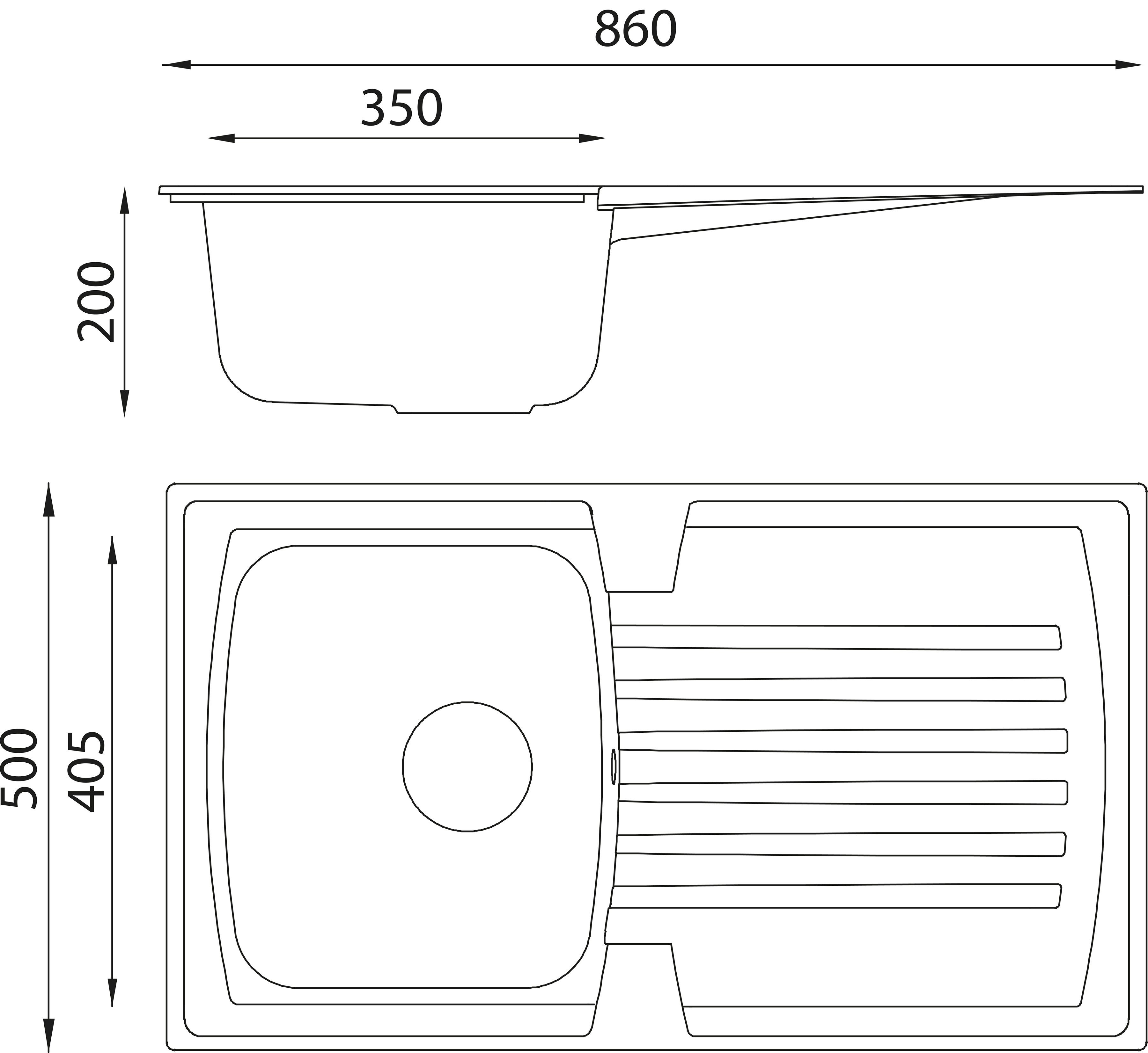 RESPEKTA Einbauspüle, 86/50 cm