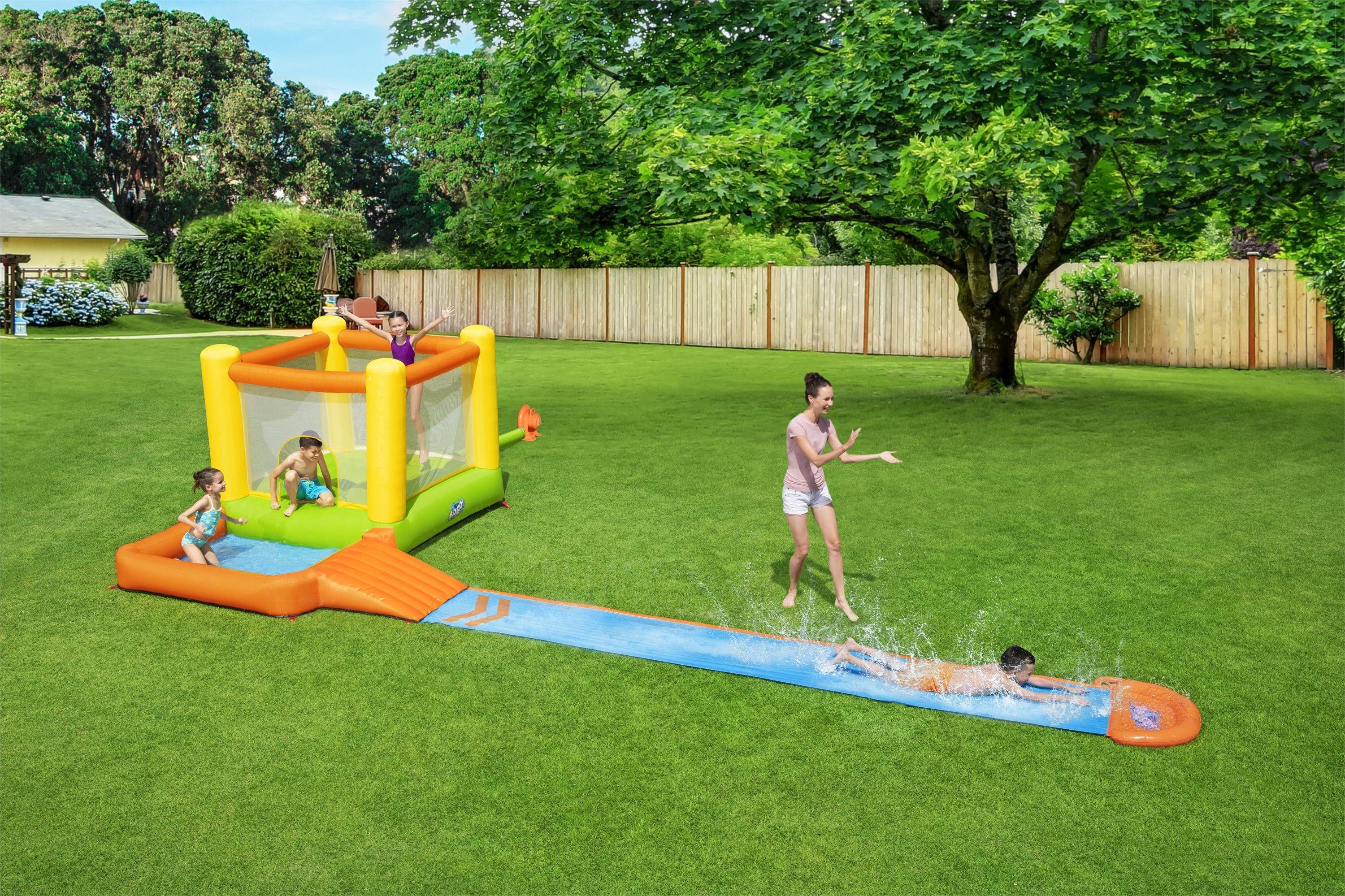 BESTWAY Hüpfburg Wasserpark 53343 mit Dauergebläse "Splash & Dash" 662 x 300 x 150 cm