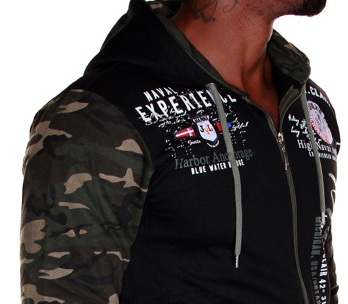 Jaylvis Collegejacke Herren Sweatjacke Sportjacke Joggingjacke mit lässiger Kapuze Marine Royal