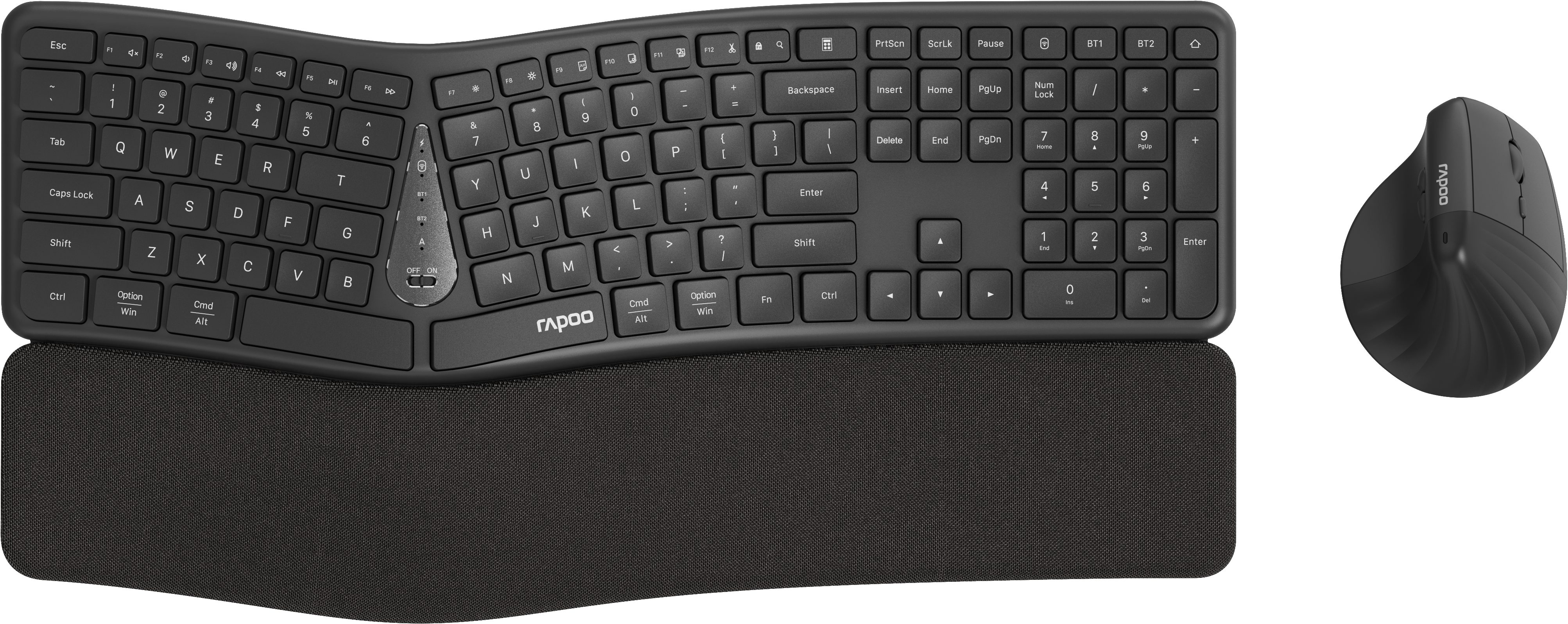 Rapoo 8810ME - DE Dark Grey Wireless Combo, Ergonomisches, Curved Tastatur- und Maus-Set, Flexibel & komfortabel für Büro & Zuhause