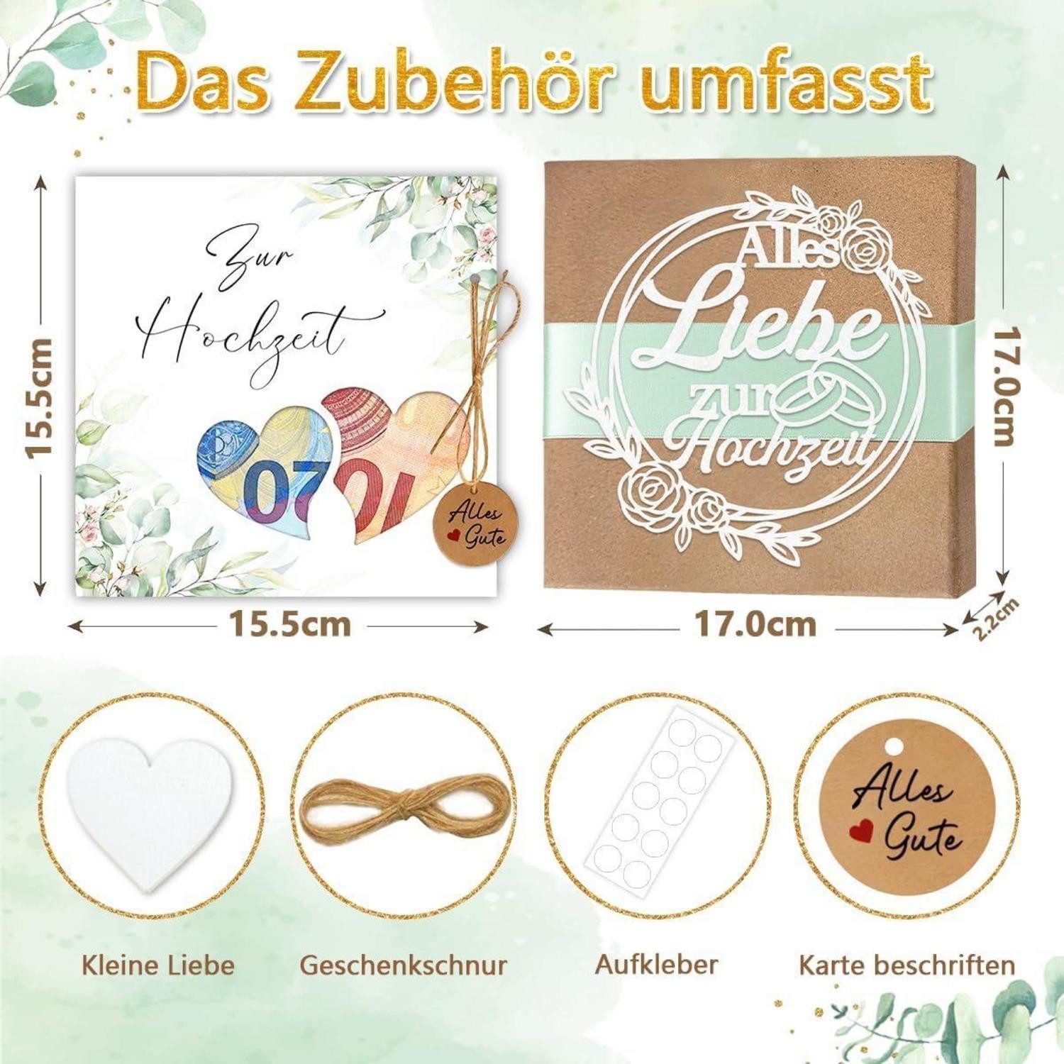 LuxusKollektion Geschenkbox Geldgeschenk Hochzeit Brautpaar Geschenkbox Herz Holzspäne Liebe – Bild 2 von 5