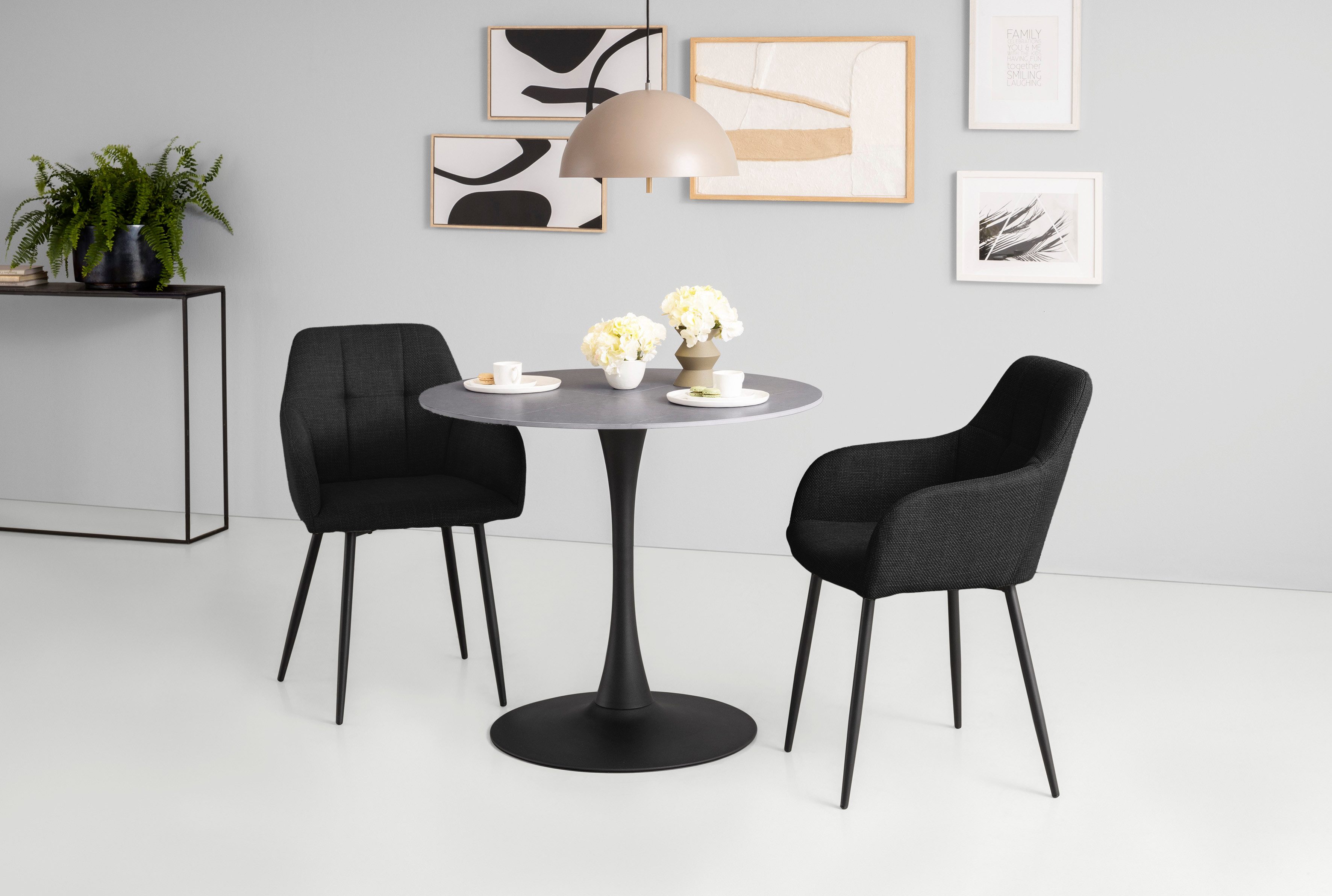 HELA Essgruppe MOSEL, (3-tlg), Tisch 90x75 cm, Platte rund, gesinterter Ste günstig online kaufen