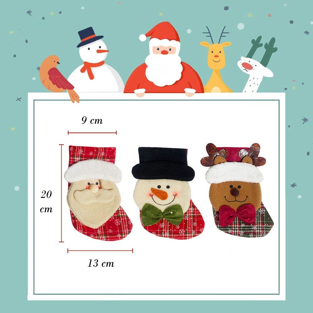 Vivi Idee Nikolausstiefel Nikolausstrumpf Klein 20cm, Weihnachtsstrumpf Weihnachtssocken Christmas Kamin deko