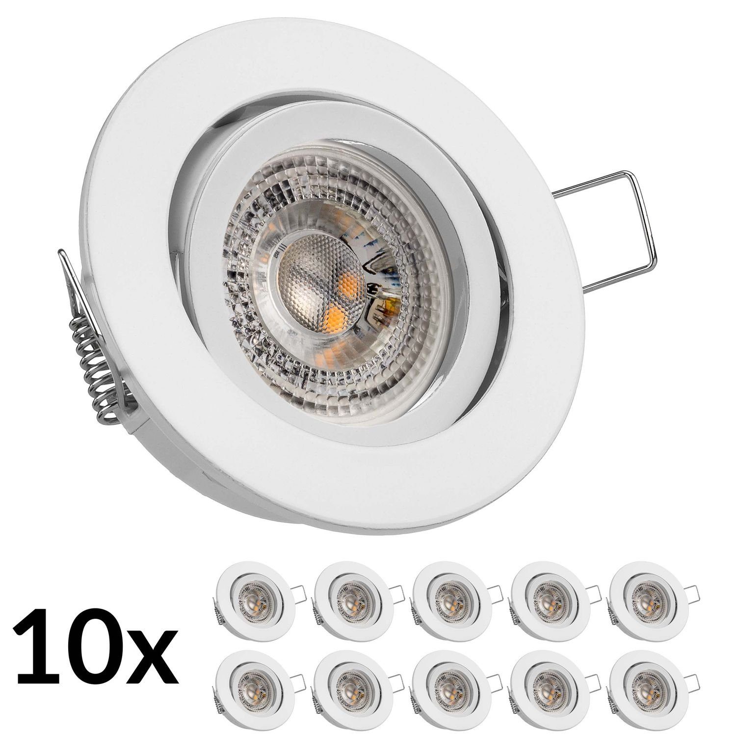 3W - LEDANDO LED Set LEDANDO in LED weiß von GU10 Einbaustrahler RGB LED 10er Einbaustrahler mit