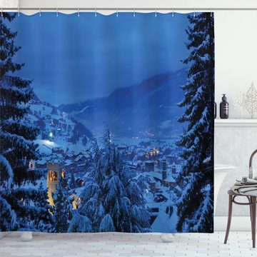 Abakuhaus Duschvorhang Moderner Digitaldruck mit 12 Haken auf Stoff Wasser Resistent Breite 175 cm, Höhe 180 cm, Landschaft Winter-Waldbäume