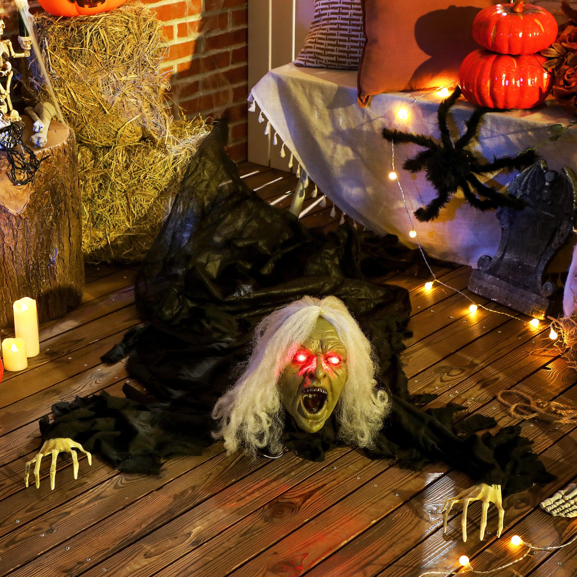 Outsunny Dekofigur mit LED-Lichter, Soundfunktion, wasserdicht (Halloween Z günstig online kaufen