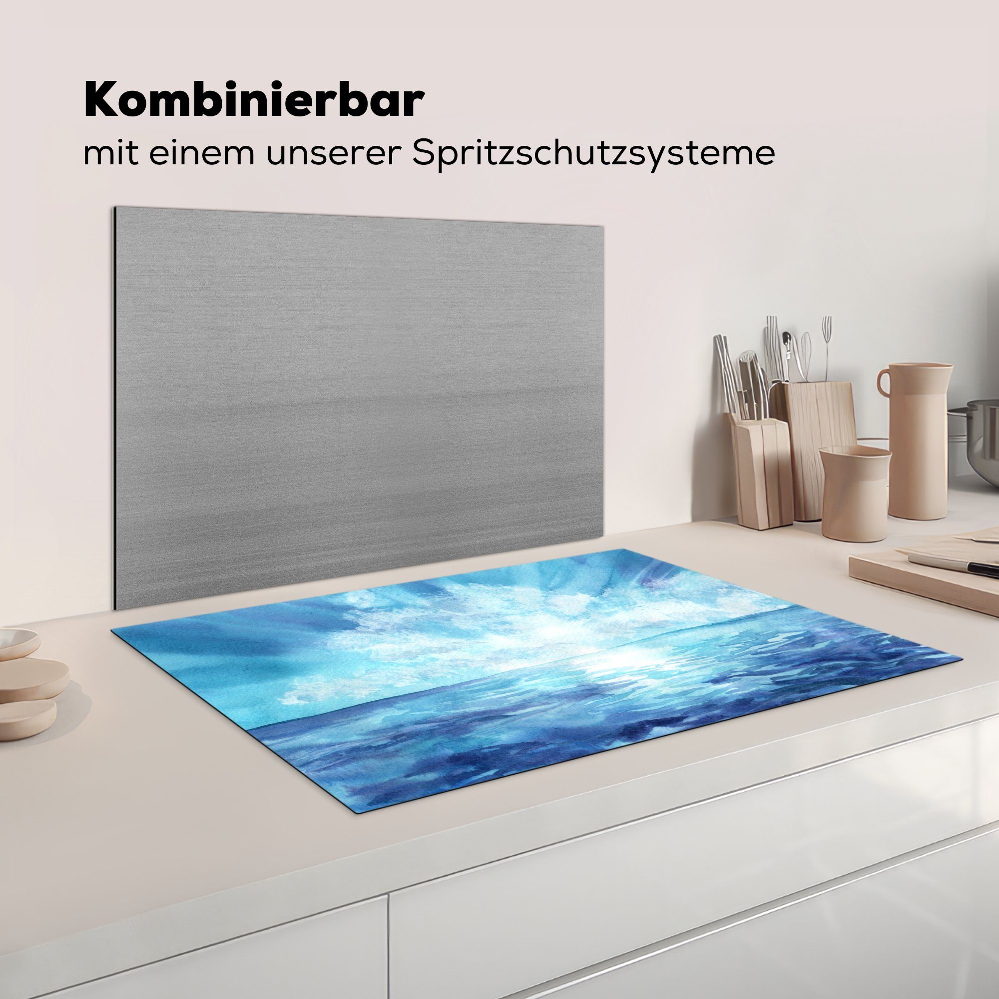 Herdblende-/Abdeckplatte - Ceranfeldabdeckung die küche, Meer (1 - für Schutz Sonne, MuchoWow tlg), Induktionskochfeld Vinyl, 81x52 cm, Himmel