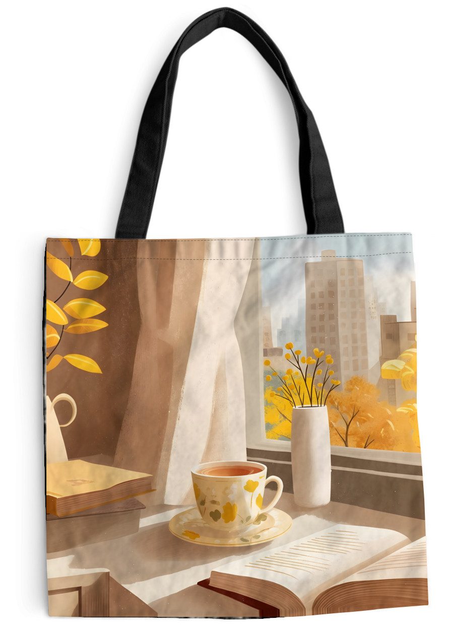 MuchoWow Shopper Tee - Buch - Tee - Herbst, Handtasche, Damen und Herren, Schultertasche, Umhängetasche, Tote Bag