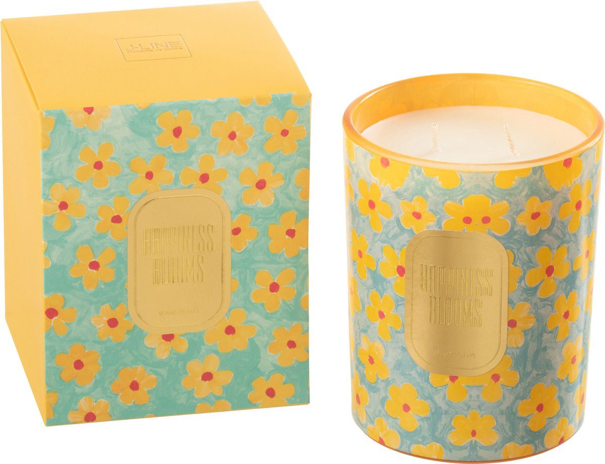 J-line Duftkerze Hapiness Blooms Ylang Ylang - azuur/geel - large - 70U (1-tlg)
