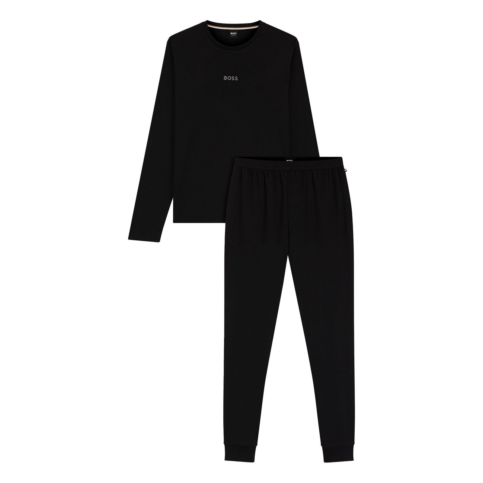BOSS Pyjama Xmas Long Set (2 tlg) mit Markenschriftzug auf dem Oberteil