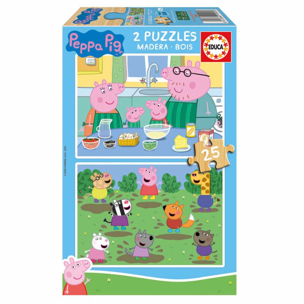 Educa Puzzle Peppa Pig Holzpuzzle 2x25tlg., Puzzleteile