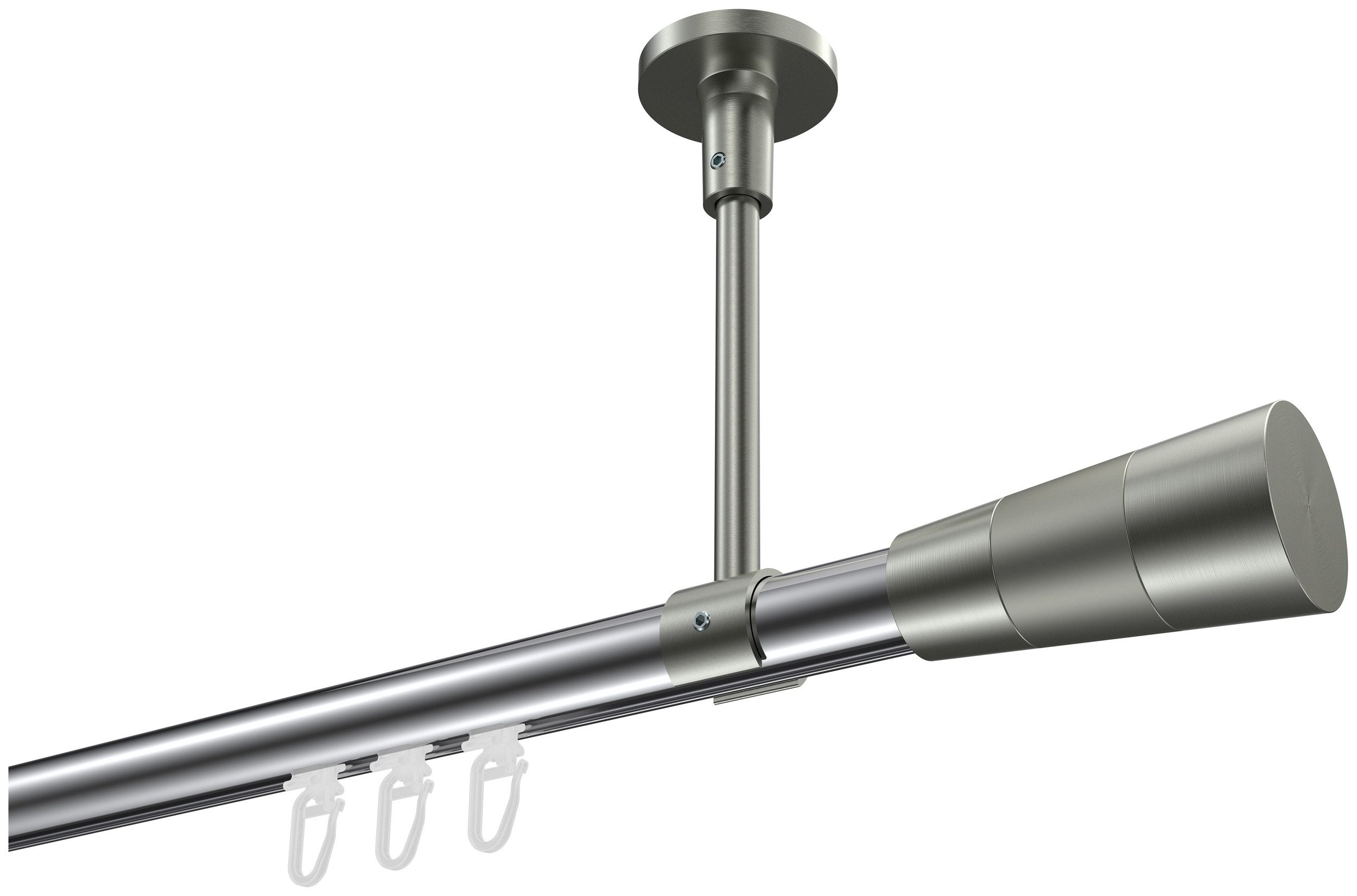 INTERDECO Innenlaufschiene Sonette Tanara, Ø 20 mm, 1-läufig, Fixmaß, kürzbar, Deckenmontage, Aluminium, Chrom / Edelstahl-Optik / Bicolor