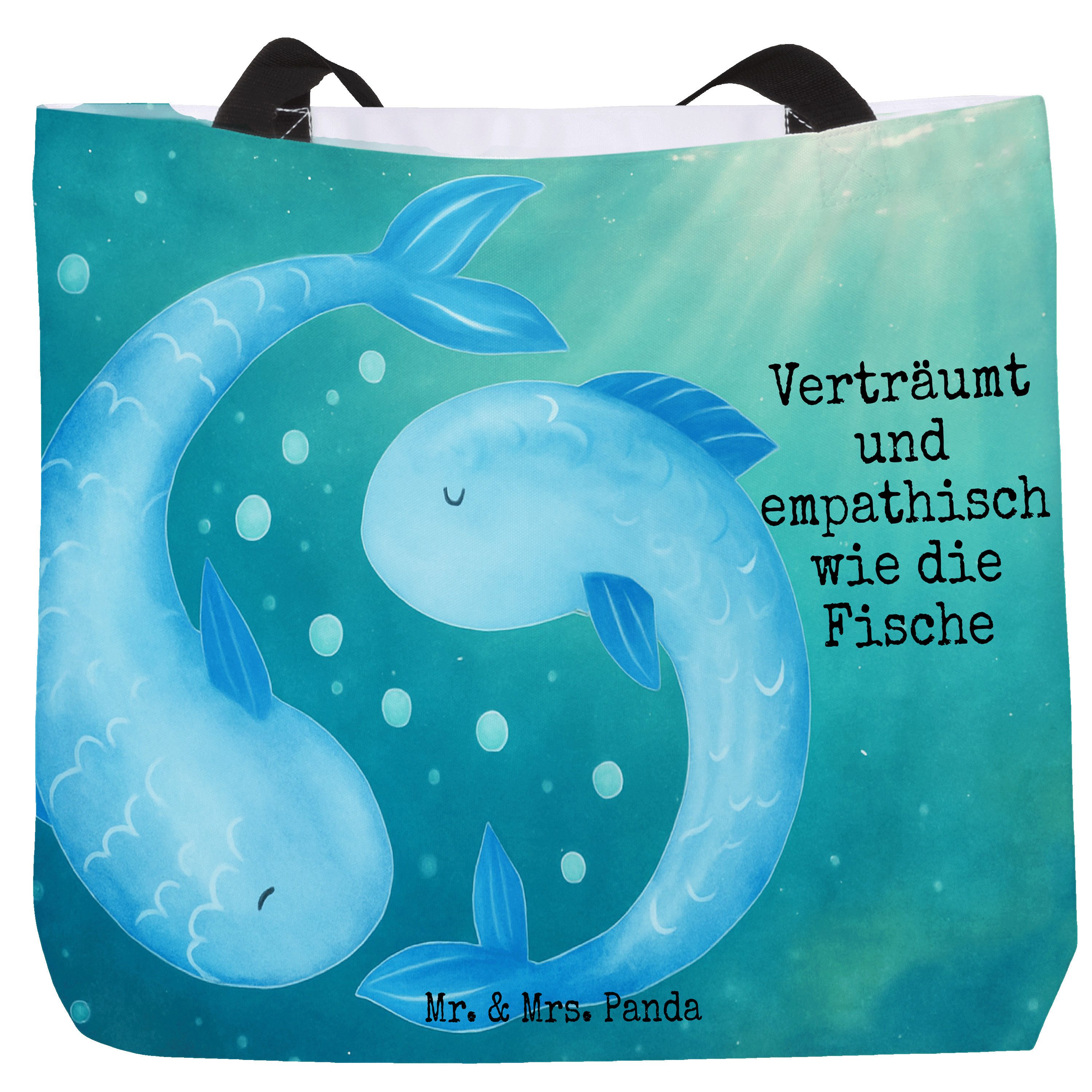 Shopper Sternzeichen Fische Design, Reisetasche, Weiß, Tote Bag, Schultasche