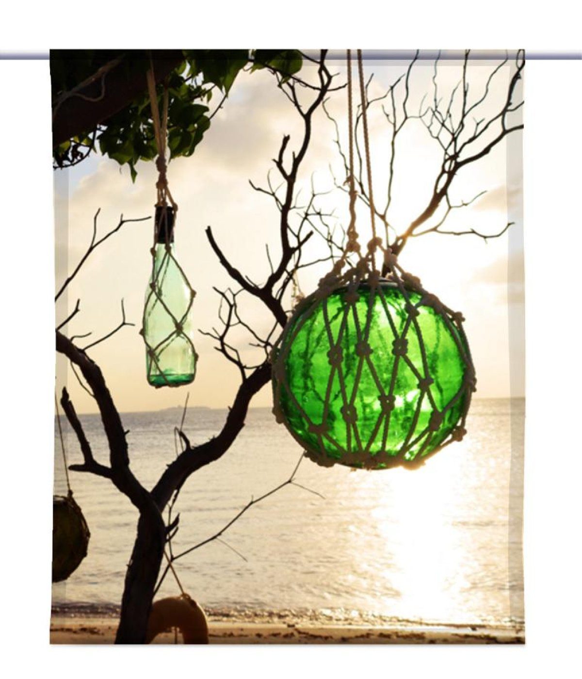 Scheibengardine Scheibenhänger Glass Dreams – eckig – Malediven Motiv - B-line, gardinen-for-life