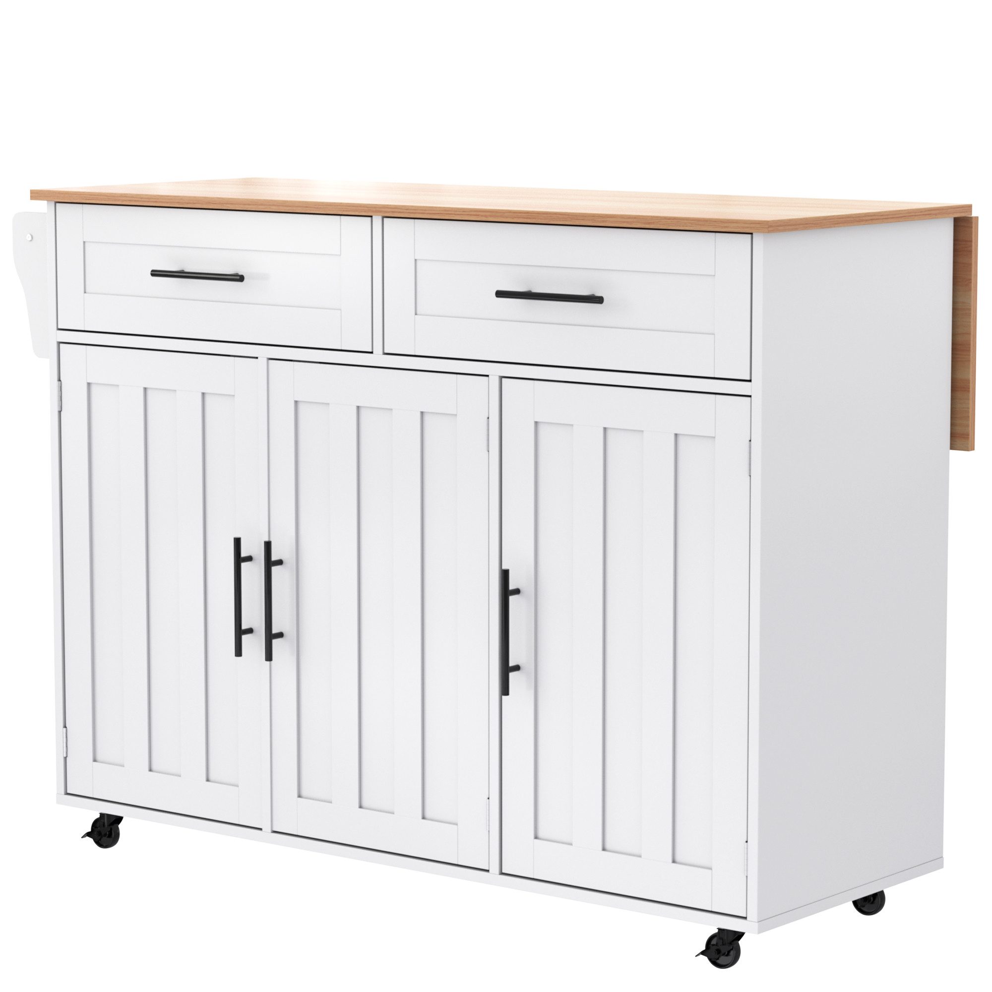 Odikalo Anrichte Speisewagen faltbare Arbeitsplatte Massivholzfüße umschaltbar