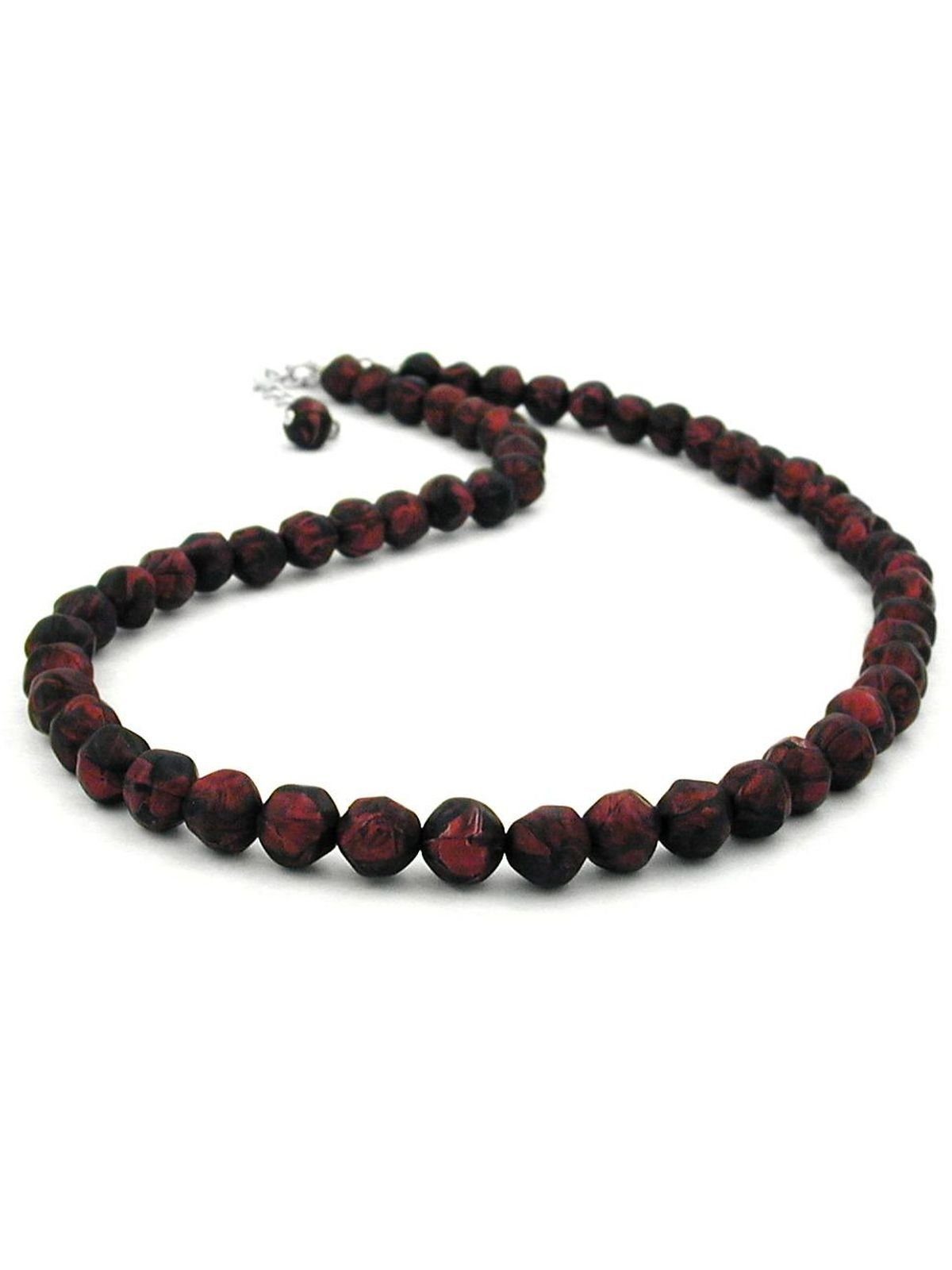 Kunststoffperlen 50cm Barockperlen (1-tlg) Gallay Perlenkette 8mm rot-schwarz-marmoriert