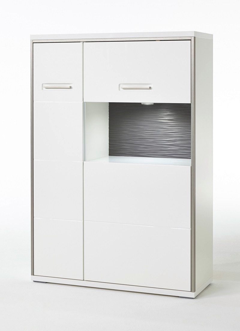 MCA furniture Wohnwand Wohnwand Trento 1, weiß Hochglanz, 4-teilig, (4-St)