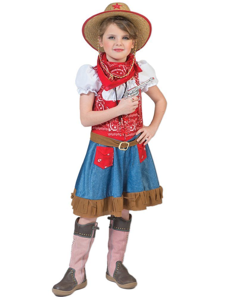 Funny Fashion Cowboy-Kostüm Cowgirl Kostüm "Arizona" für Mädchen - Blau Rot