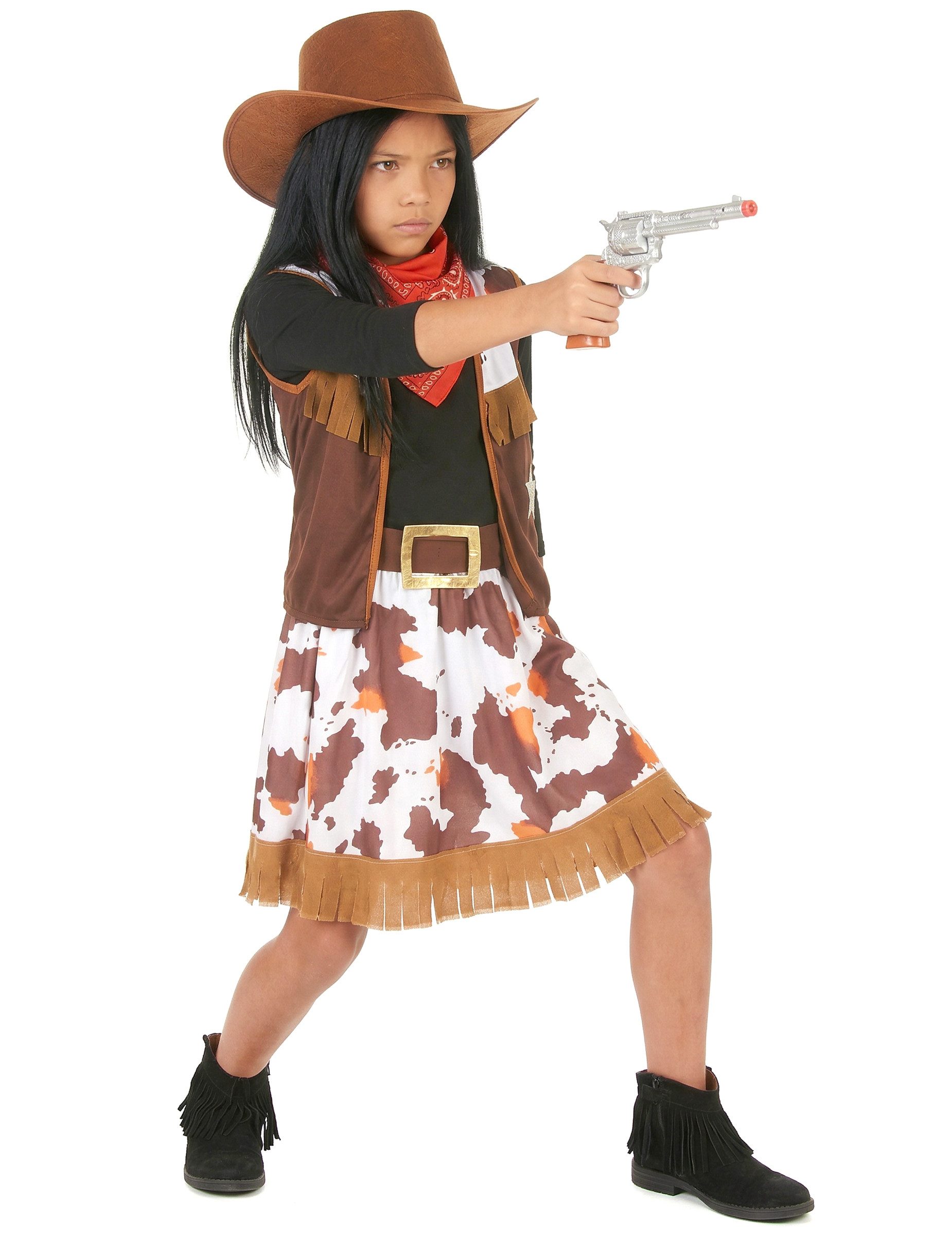 JADEO Kostüm Cowgirl Kinder-Kostüm braun-rot-weiss