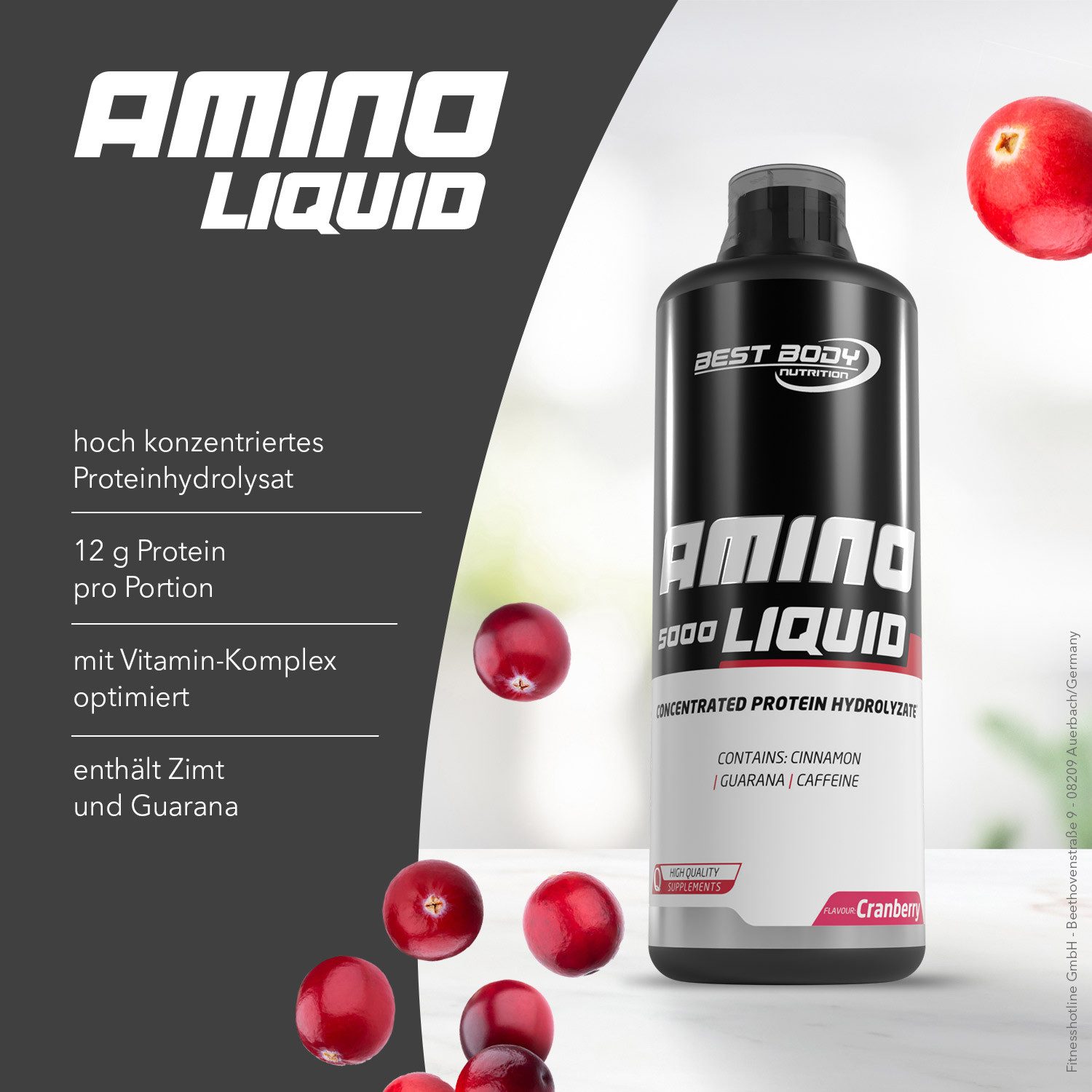 Best Body Nutrition Amino Liquid 5000 - Cranberry - 1000 ml Flasche Flüssigkeit