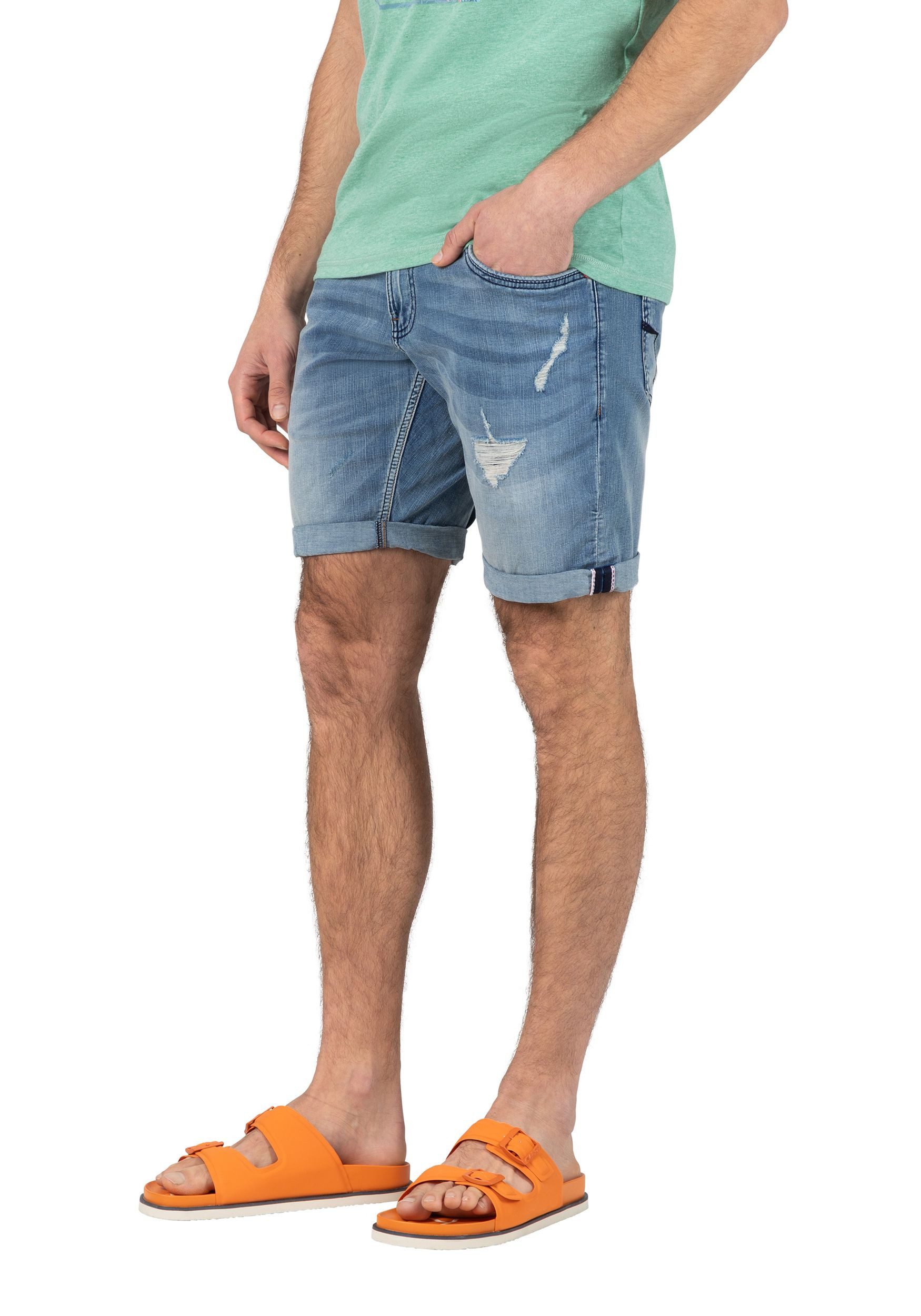 TIMEZONE Jeansshorts Männer Regular Fit für Herren Baumwolle Regular Fit unifarben atmungsaktiv Reißverschluss