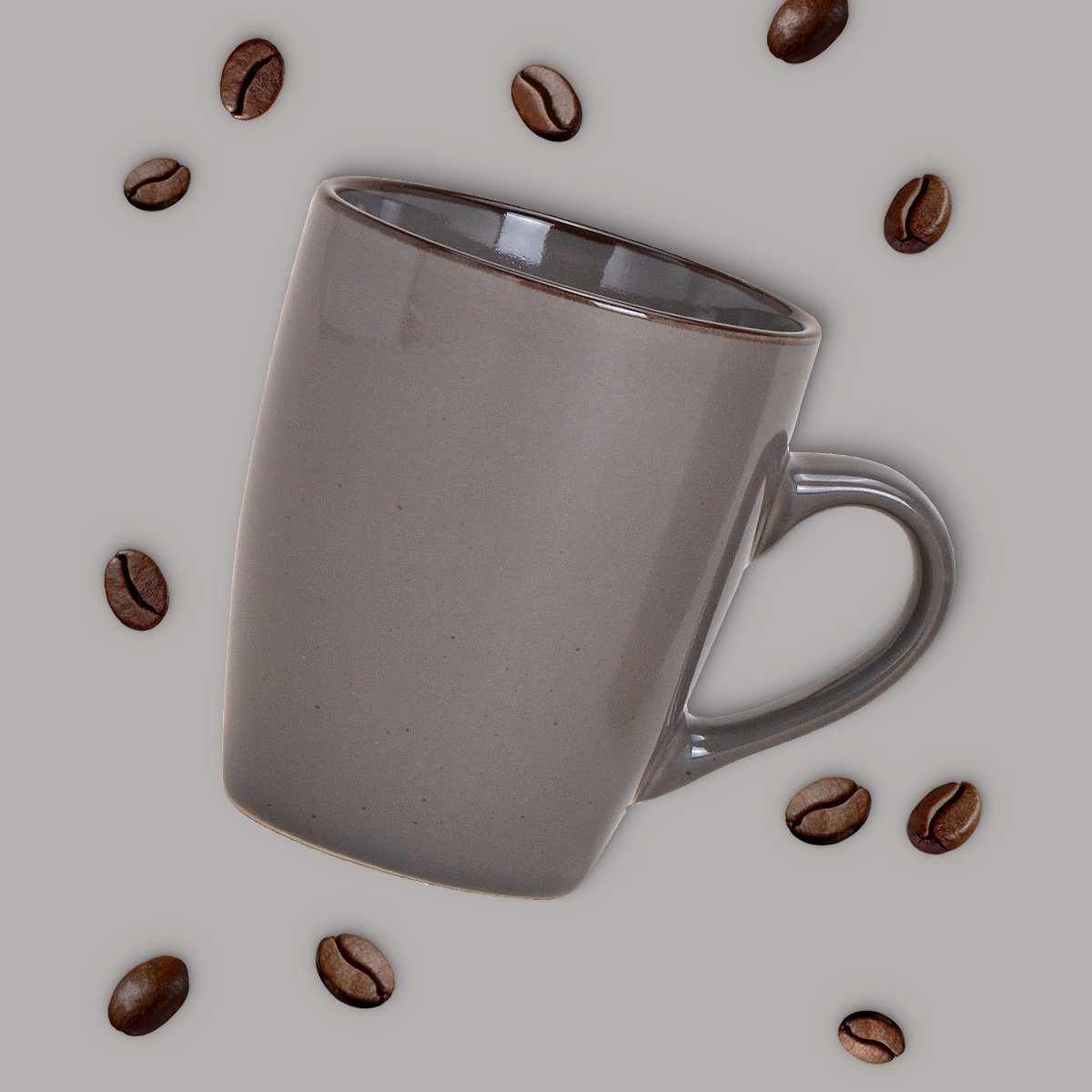 matches21 HOME & HOBBY Tasse Kaffeetassen 6er Set einfarbig modern Vintage Steingut-Stil, 6-tlg., Keramik, Tee Kaffee-Becher, alt-rosa beige cremefarben grau, 3 – Bild 4 von 5