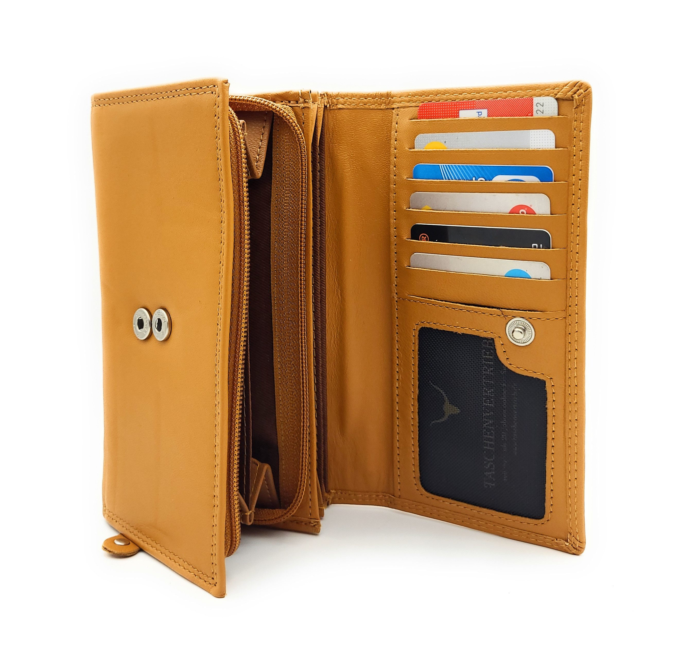 Lemasi Geldbörse XXL Damenbörse aus echtem Nappaleder mit RFID-Schutz, 18 Kartenfächer