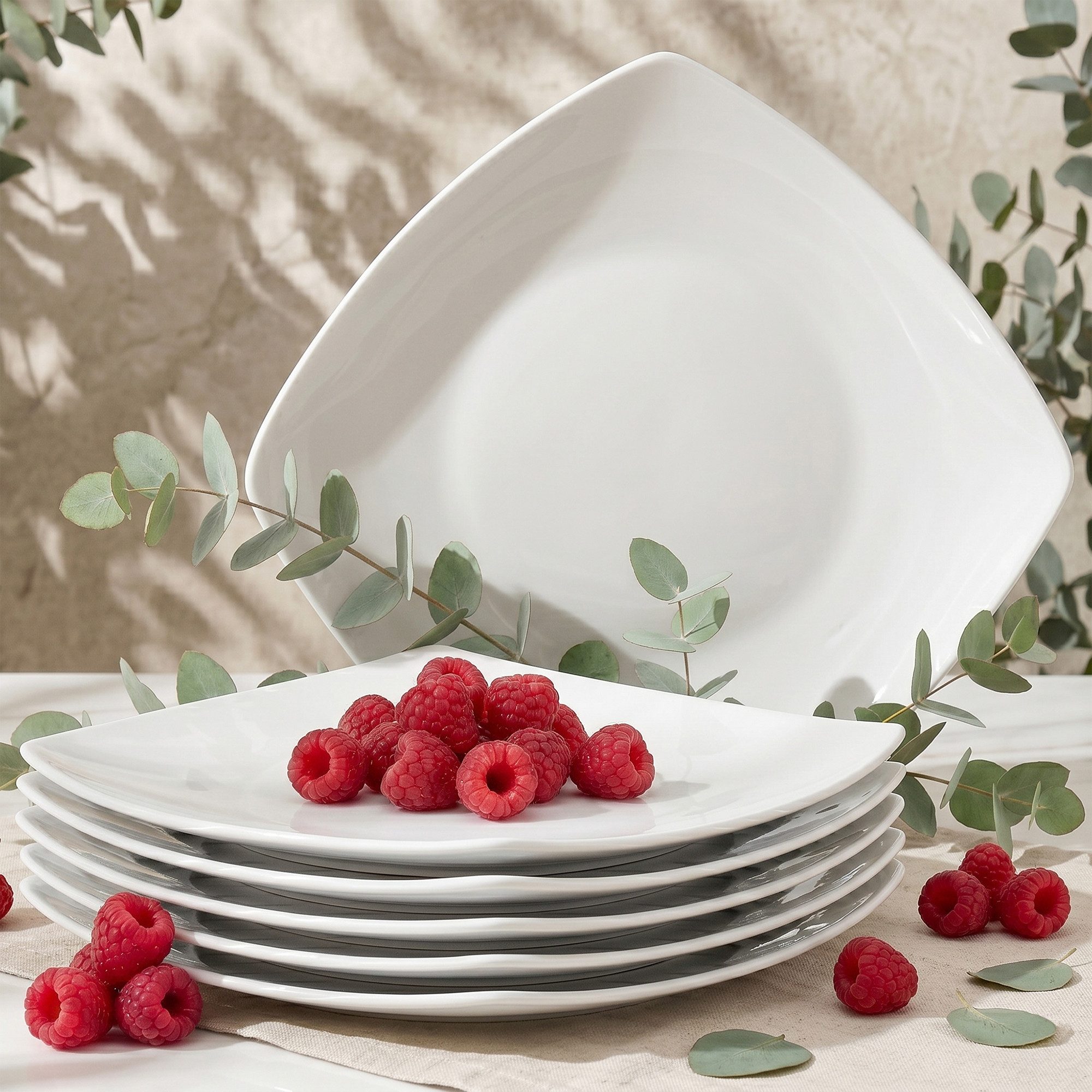 KONSIMO® Teller-Set CARLINA Dessertteller Geschirrset (6-tlg), 6 Personen, Porzellan, Spulmachinen- und Mikrowellengeeignet, quadratisch