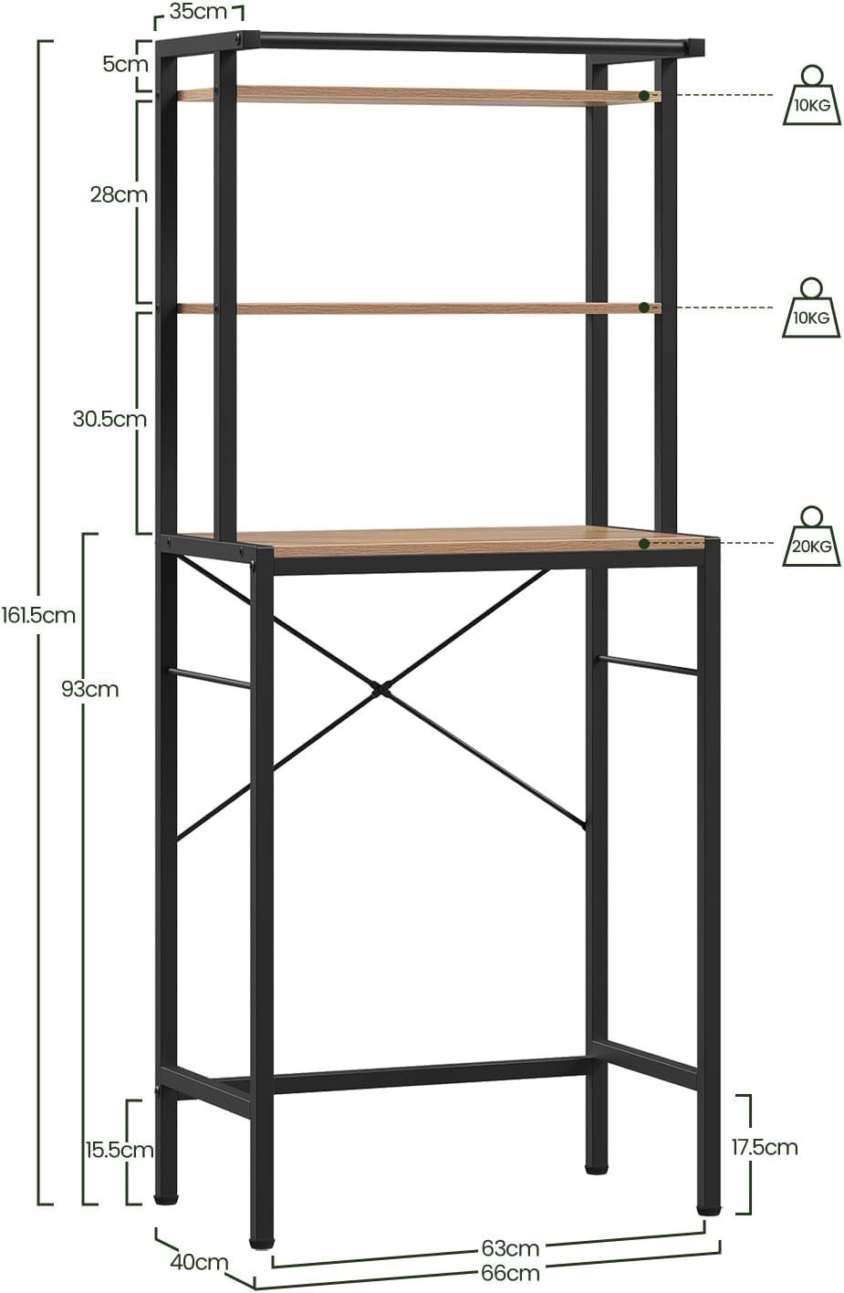 EUGAD Mehrzweckregal, 1-tlg., Waschmaschinenregal, WC Regal, Metall Holzwerkstoff