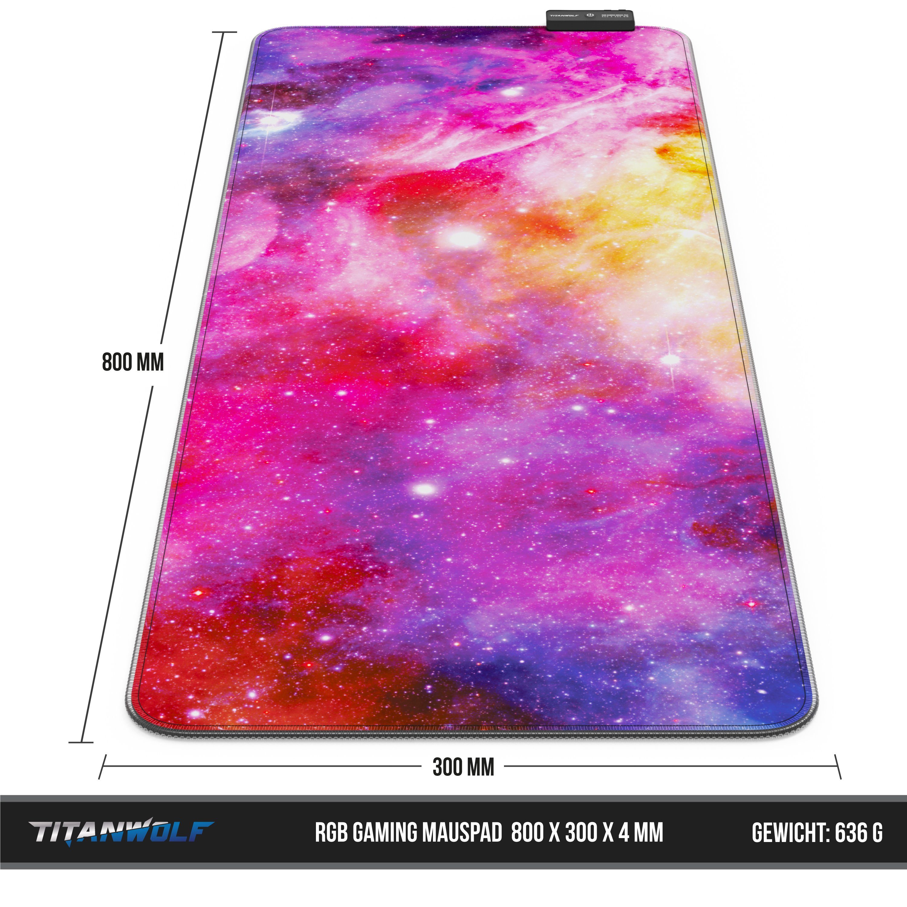 Titanwolf Gaming Mauspad RGB Mousepad 800 x 300 x 3 mm, LED Multi Color XL Tischunterlage (1-St), rutschfest, abwaschbar, Geschwindigkeit & Präzision, Farbige G – Bild 2 von 5