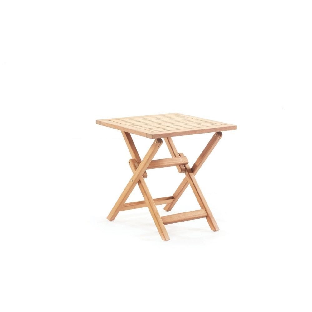 gowoll Gartentisch Wetterfester Balkon-Klapptisch aus Iroko Massivholz (1 Tisch), stabil platzsparend für Terrasse und Garten