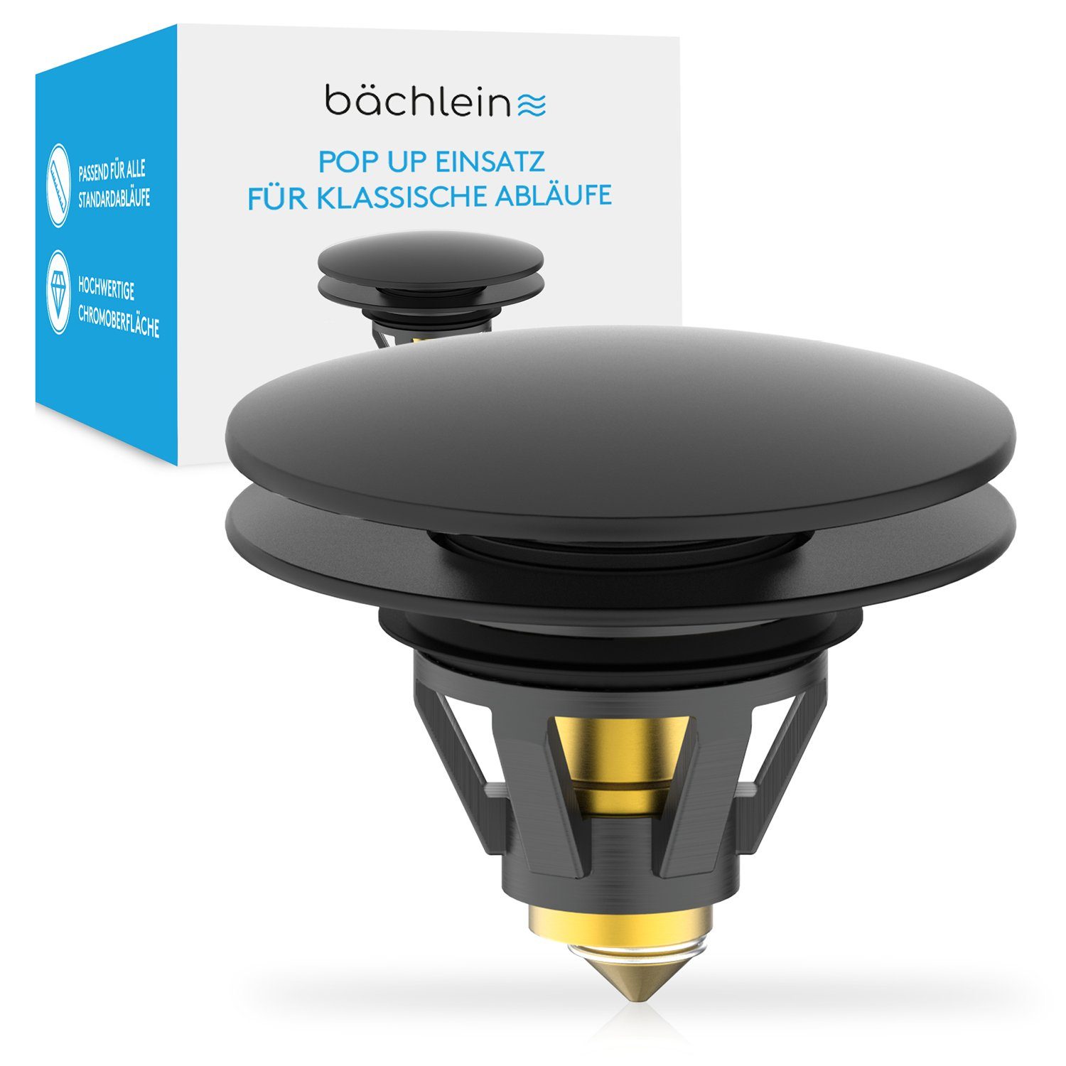 Bächlein Waschbeckenstöpsel Pop-Up Waschbeckenstopfen, (Schwarz-matt), Stöp günstig online kaufen