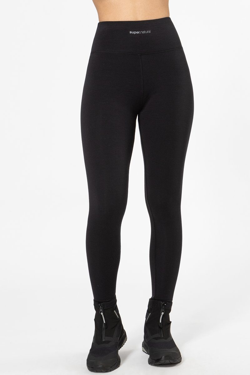 SUPER.NATURAL Funktionstights Merino Tight W COMFY HIGH RISE TIGHT funktioneller Merino-Materialmix Jet Black