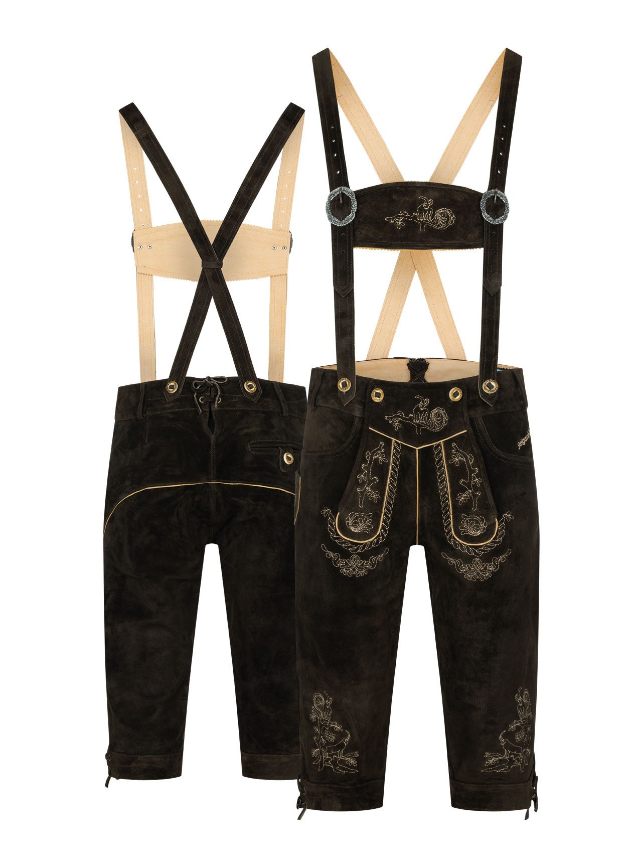 Steigenhöfer Manufaktur Trachtenlederhose Lederhose Herren Tracht Kniebund - Alexander - 100% Rindsleder (Inklusive verstellbarer Träger) Traditionelle Echtlederhose - Ideal für Dein Oktoberfest Herren Outfit