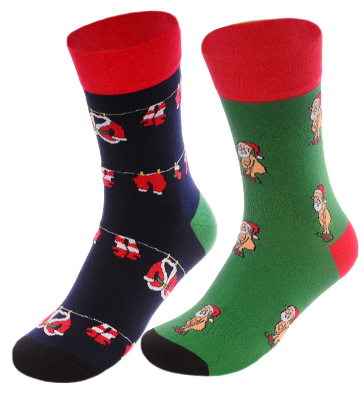Martinex Socken Weihnachtssocken socks mit Weihnachtsmann Santa Muster nahtlos, weich, lustig, 34 35 36 37 38 39 40 41 42 43 44 45 46