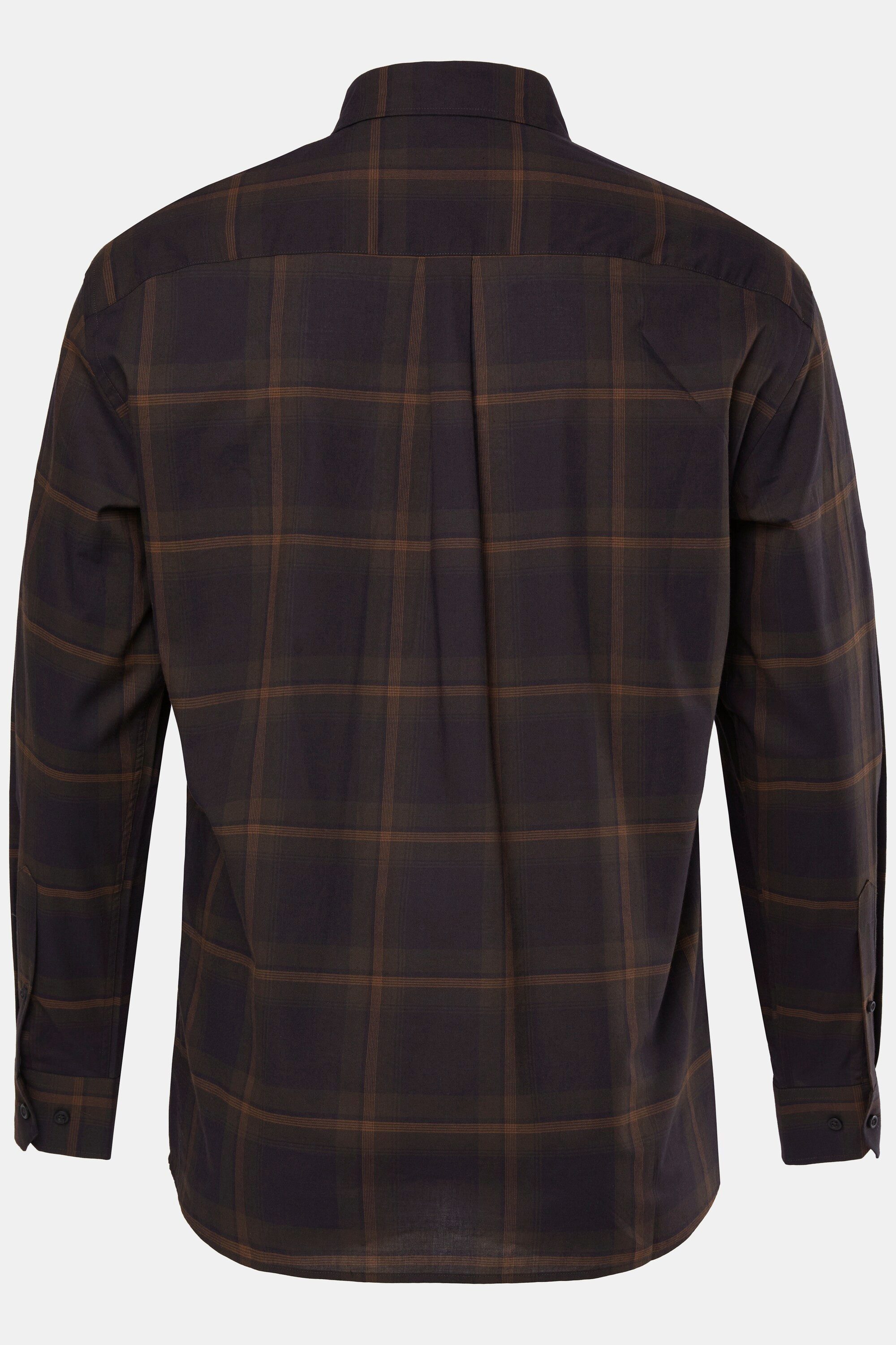 Men Plus Businesshemd Karohemd Langarm Buttondown-Kragen Comfort Fit
