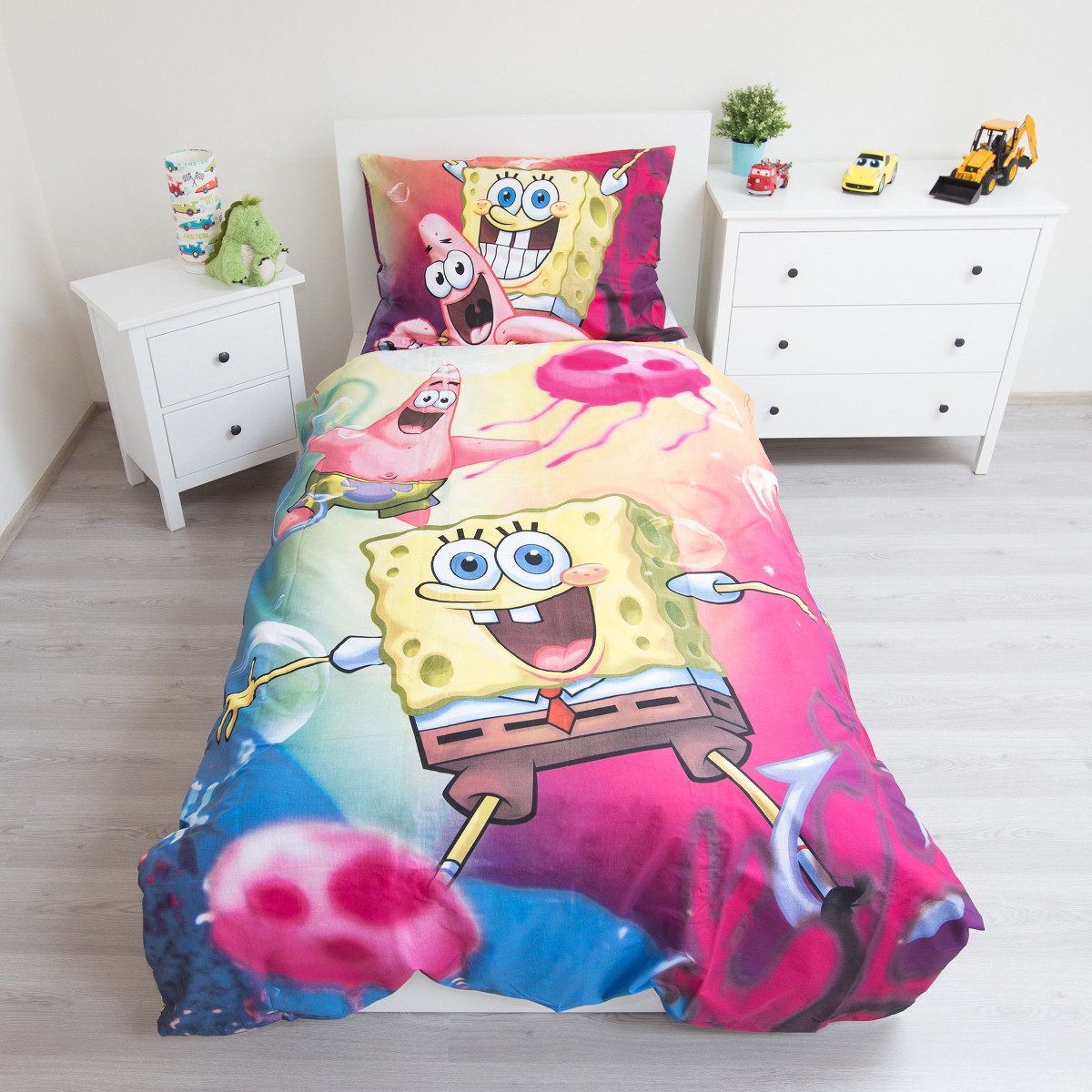 Jerry Fabrics Bettwäsche SpongeBob Set Blau – Baumwolle 140x200 cm, Baumwolle – Bild 2 von 2