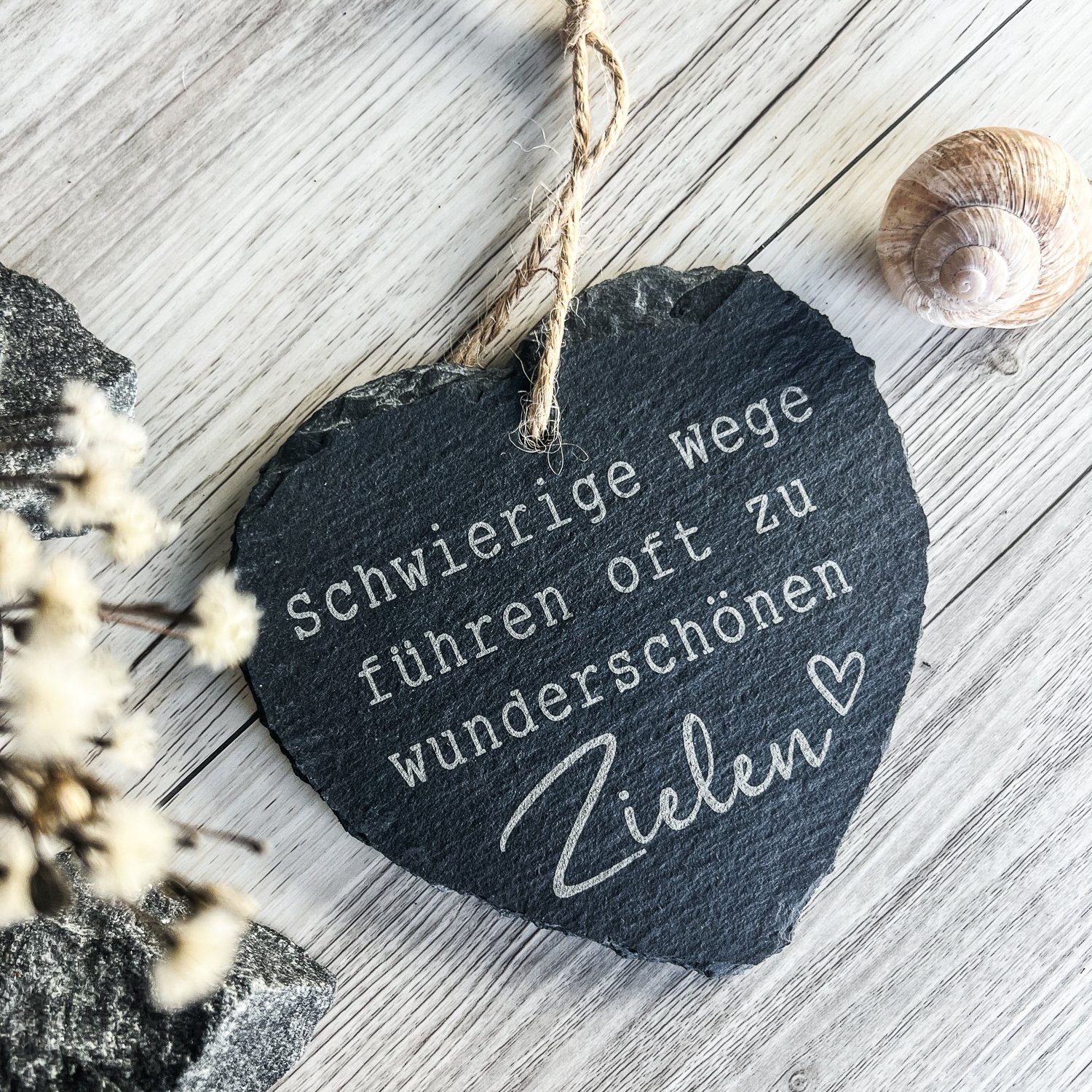 Spruchreif® Dekohänger Kleines Schieferherz mit Gravur, Wanddeko