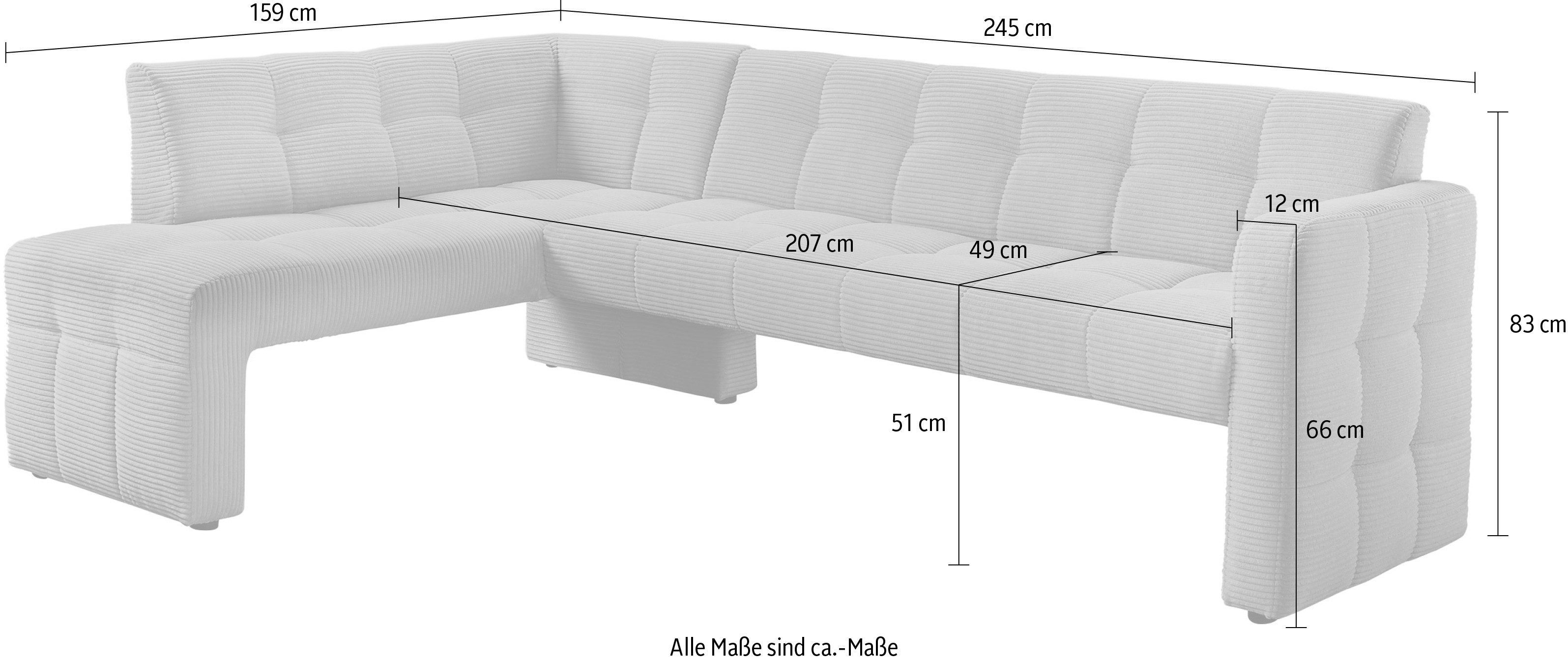 exxpo - sofa fashion Essbank Barista, bequem und elegant, hohe Bodenfreiheit, Eckbank Barista bequem und elegant, hochwertige Detailverarbeitung – Bild 3 von 3