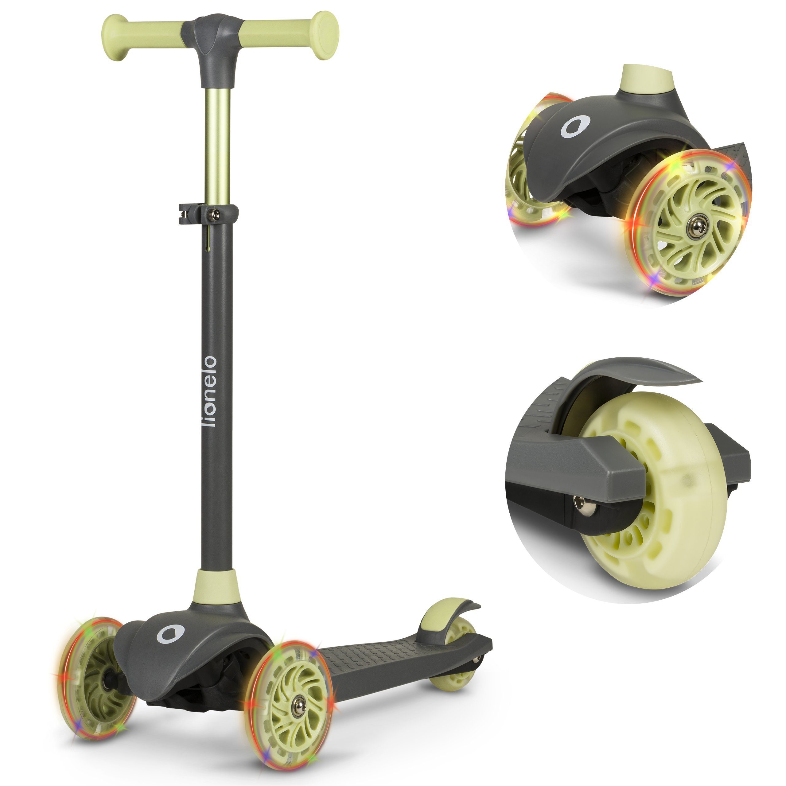 lionelo Dreiradscooter JESSY, (Set, Set), 3 Räder/LED-Räder/Lenker 65–80cm