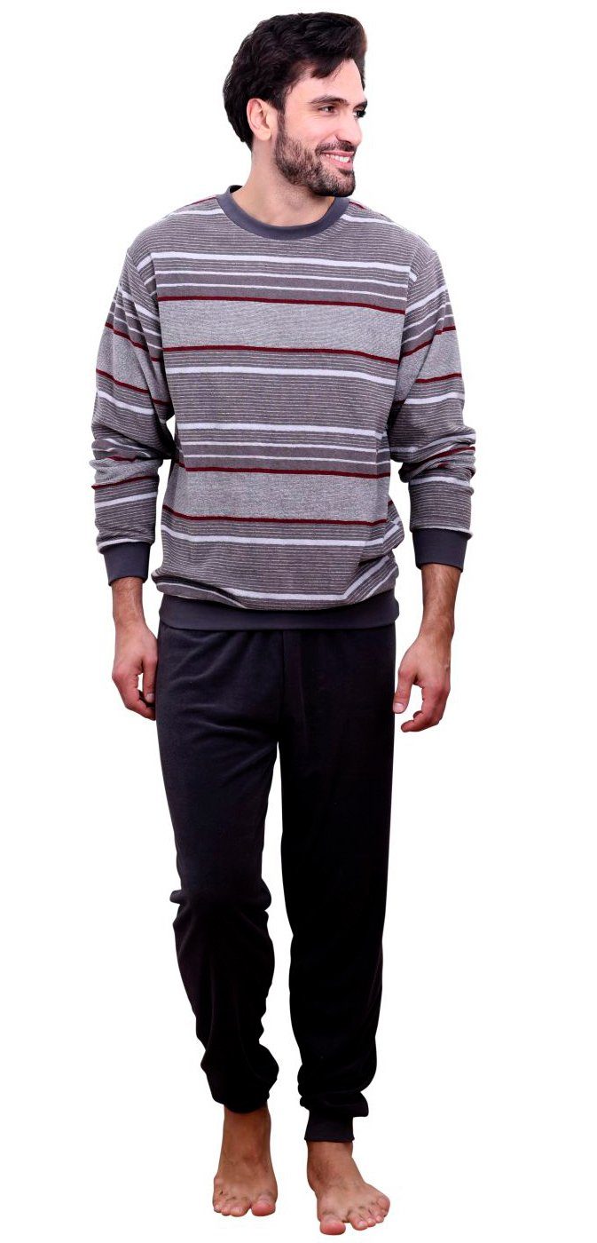 Normann Pyjama Herren Frottee Pyjama Schlafanzug mit Bündchen, - auch in Übergrößen