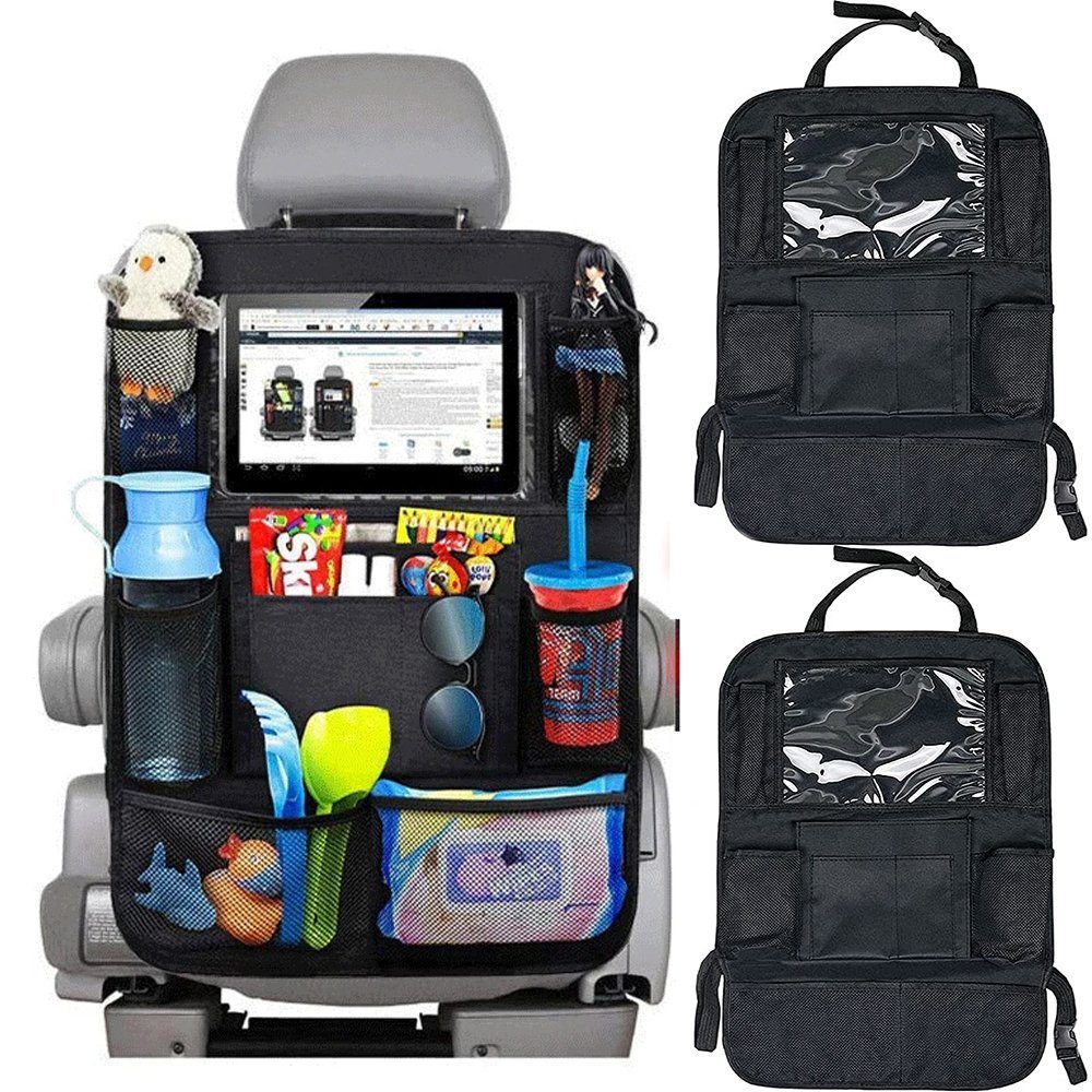 XDeer Auto-Rückenlehnentasche 2 Stück Auto Organizer  Kinder,Rückenlehnenschutz Auto Kinder mit, Durchsichtigem Tablet  Tasche,Oxford Wasserdicht Autositz Organizer