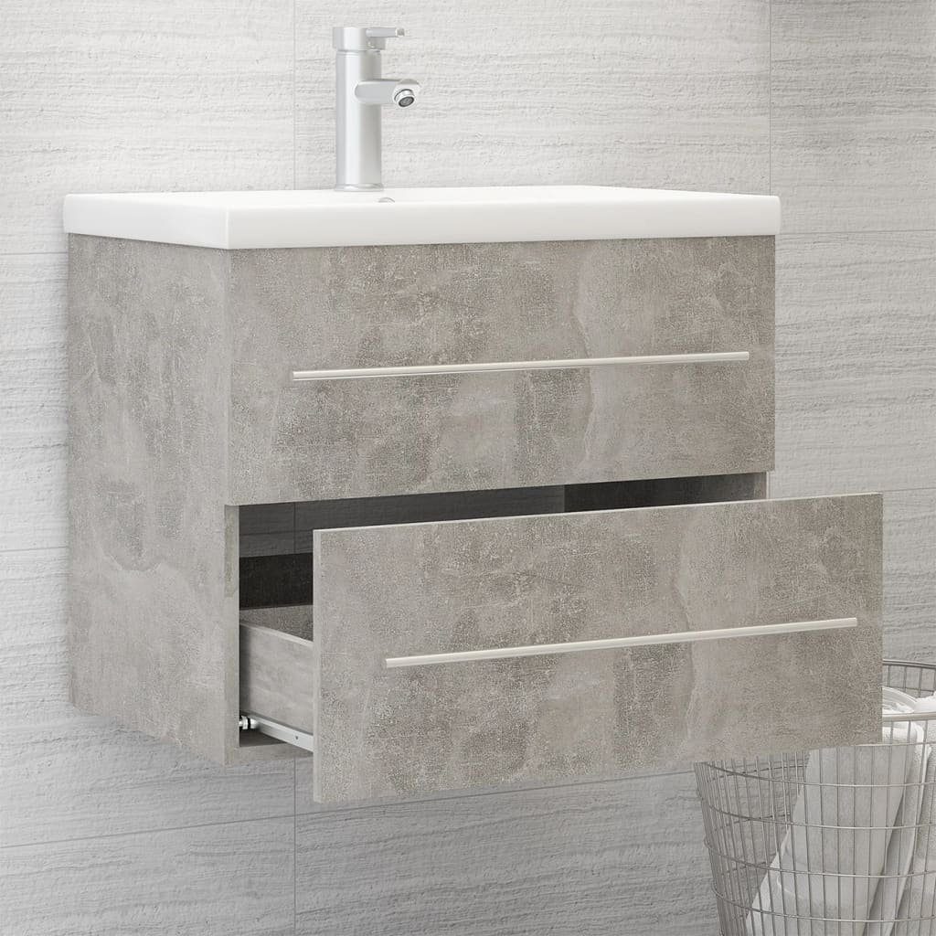 vidaXL Badezimmerspiegelschrank (1-St) Waschbeckenunterschrank Einbaubecken Betongrau Holzwerkstoff
