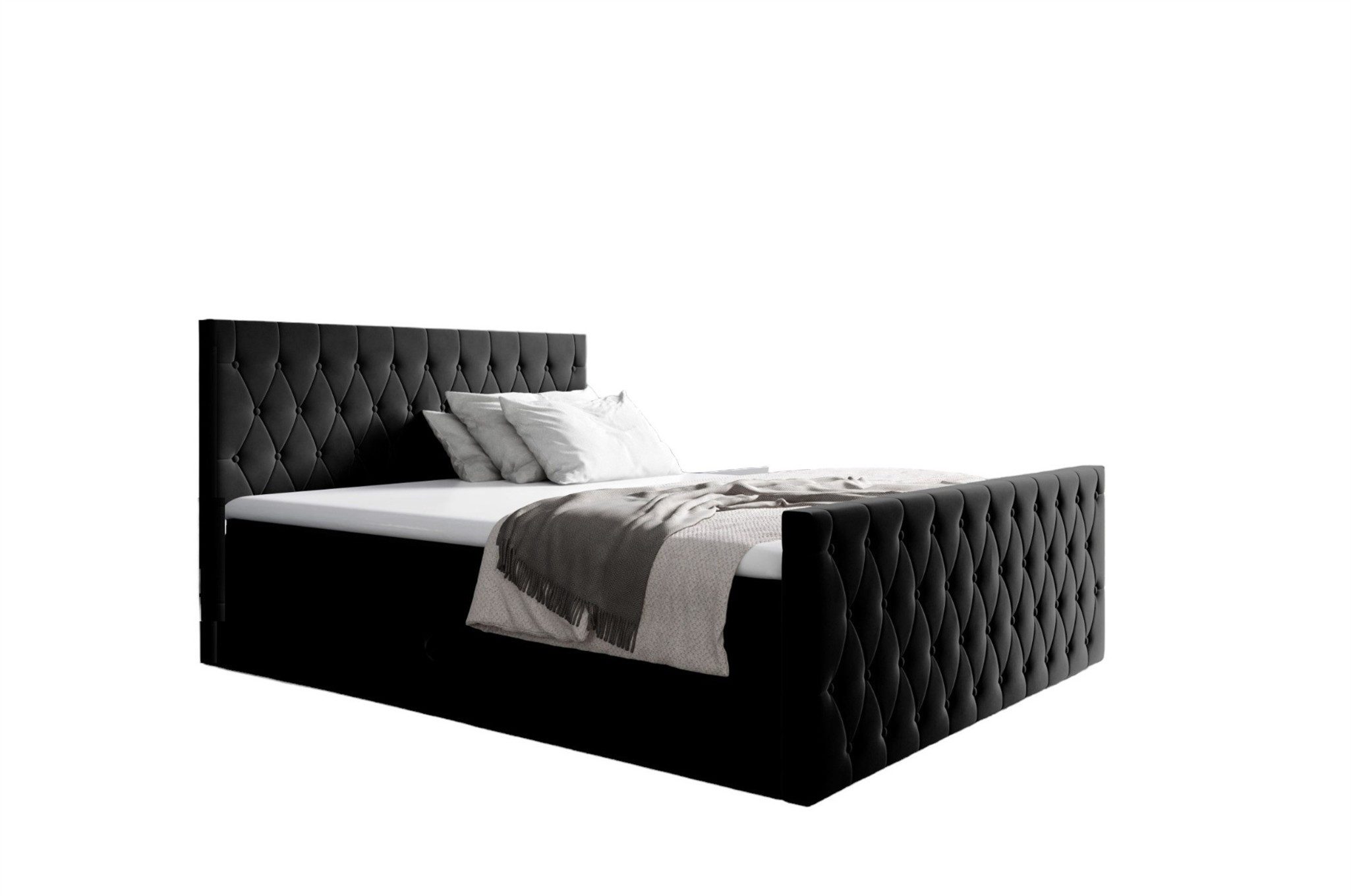 Fun Möbel Boxbett Schlafzimmerbett ASHER Standard Stoff Fresh (inkl. Kaltschaumtopper, mit Bonellfederkernmatratze), inkl. Bettkasten