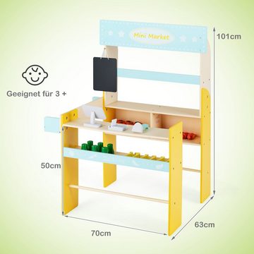 COSTWAY Kaufladen Kinder Supermarkt, mit Tafel & 40 Zubehör