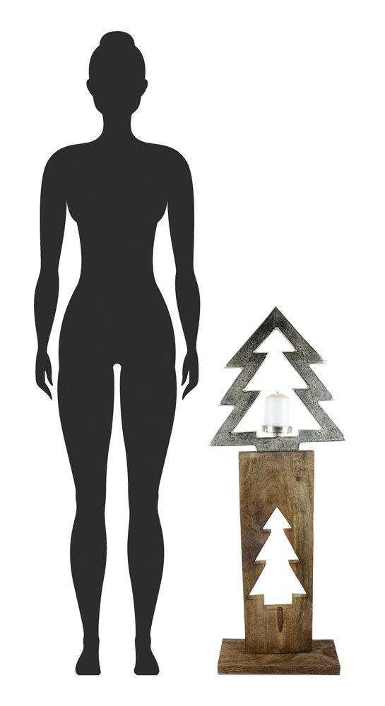 RIFFELMACHER & WEINBERGER Adventsleuchter XL Baumsäule mit Kerzenhalter - Natur 100x37cm